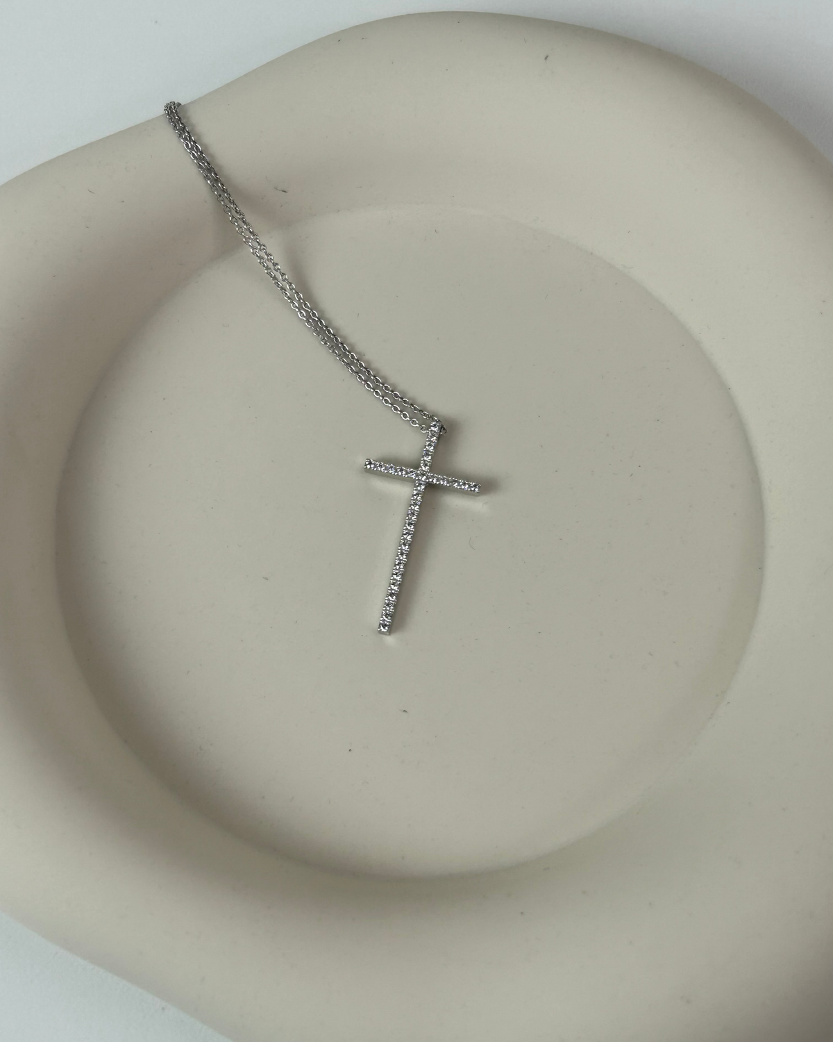 Tiffany & Co. Platinum and Diamond Cross Pendant Necklace - Silver - View 1