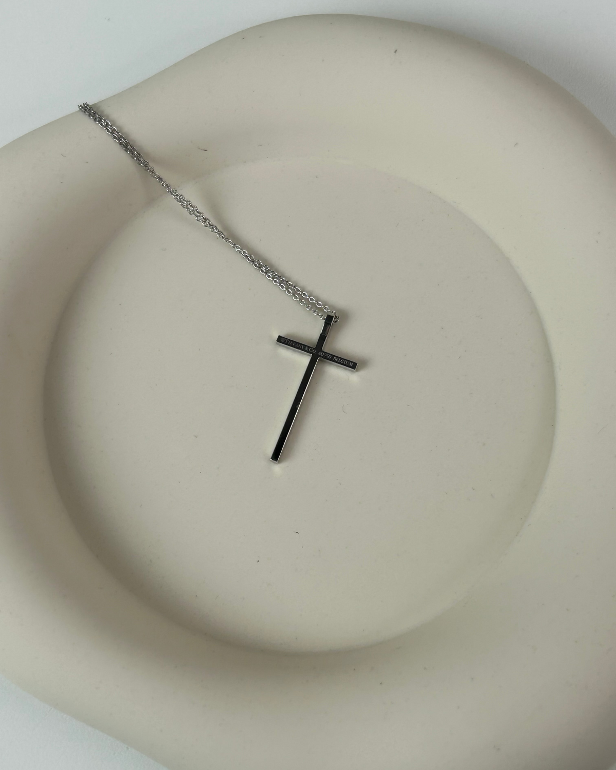 Tiffany & Co. Platinum and Diamond Cross Pendant Necklace - Silver - View 2