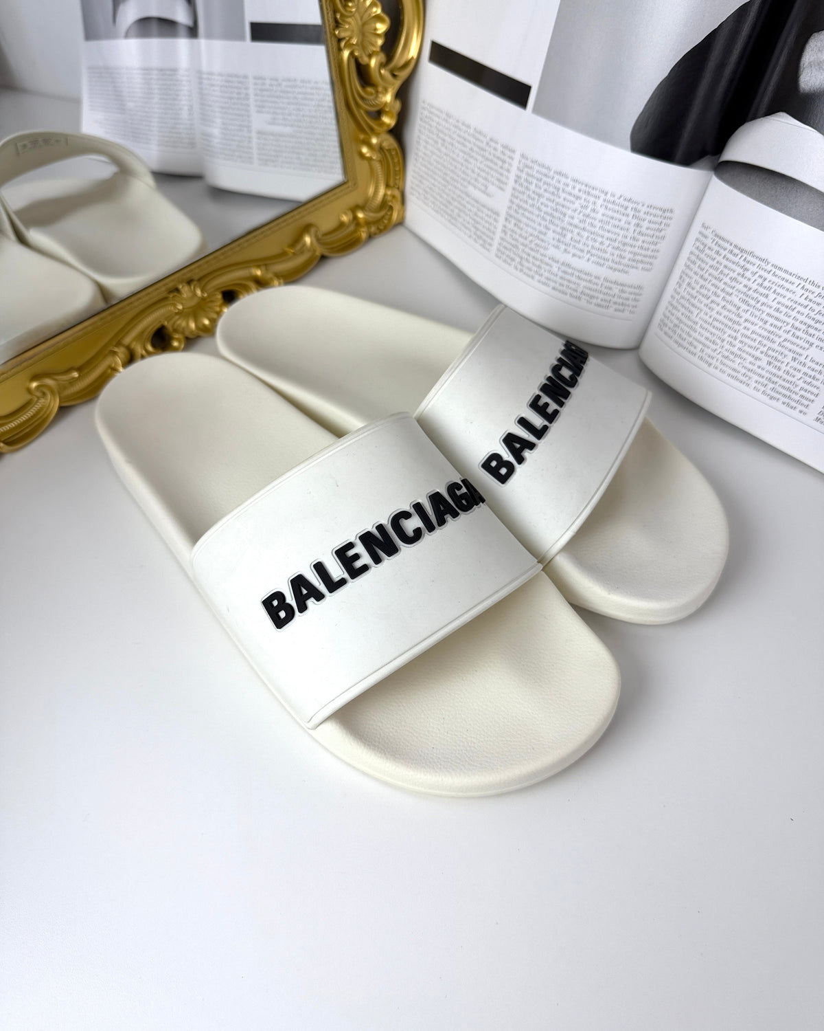 Balenciaga Pool Slide Sandal - White - View 2