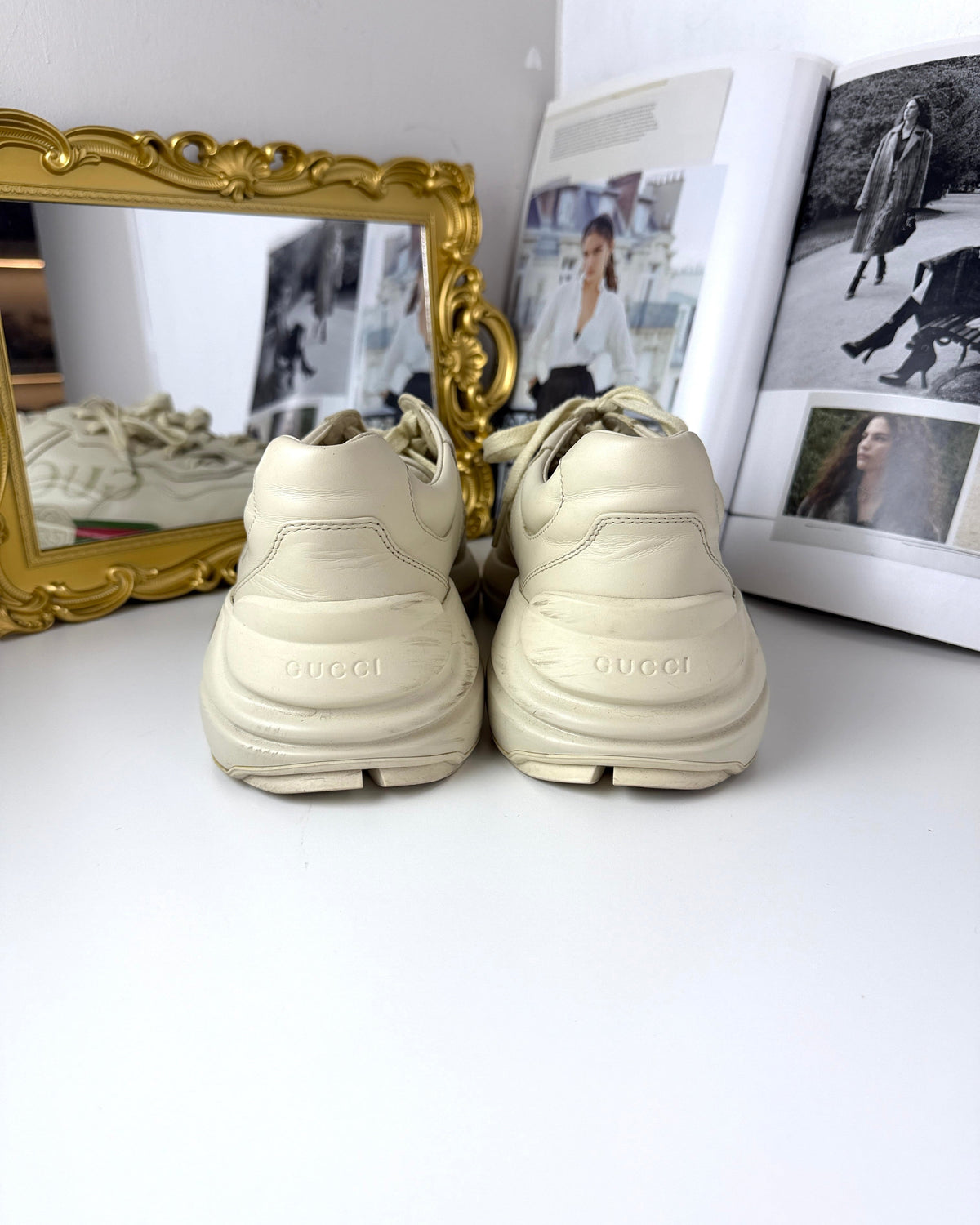 Gucci Rhyton Logo Leather Sneaker - Ivoire - View 4
