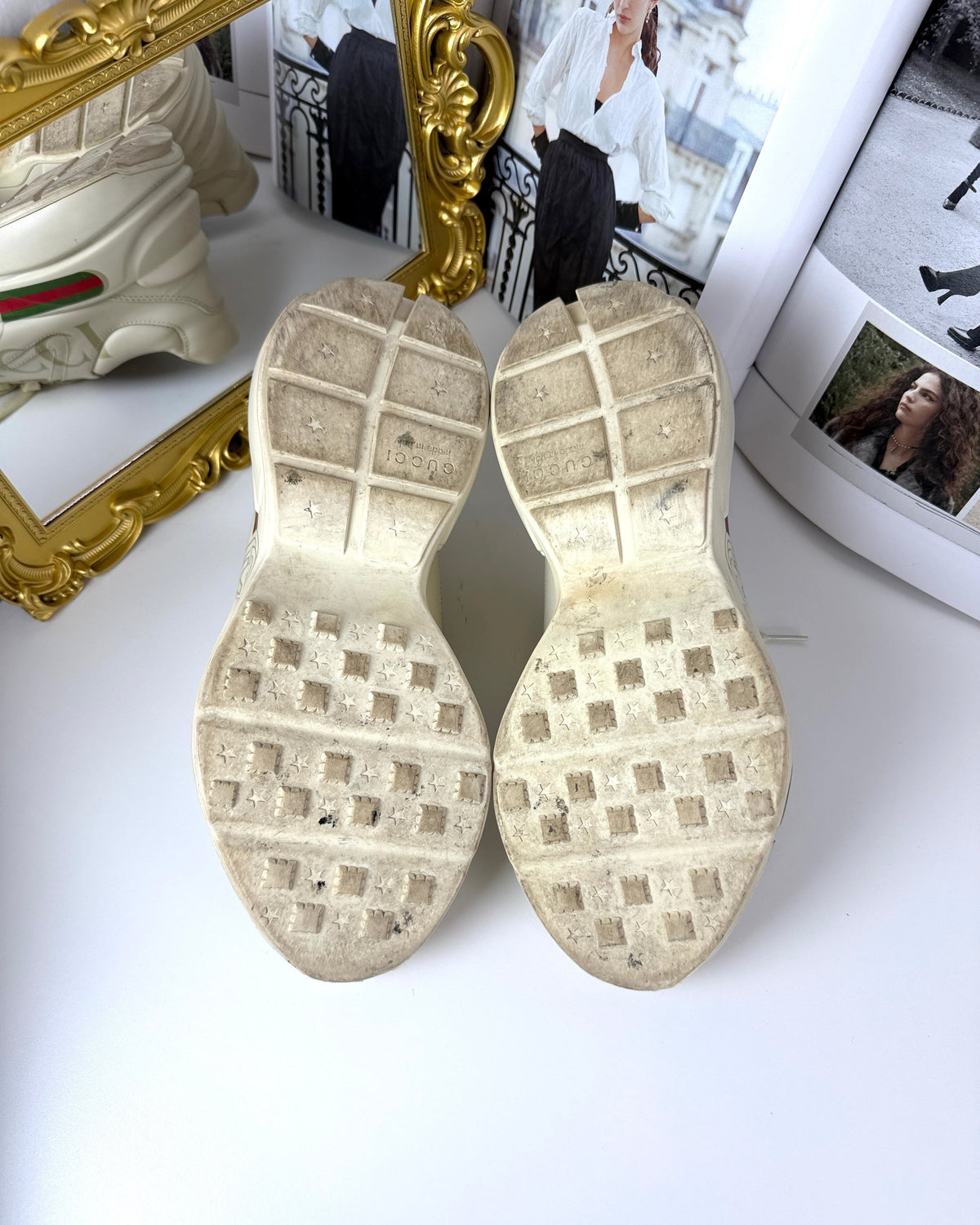 Gucci Rhyton Logo Leather Sneaker - Ivoire - View 5