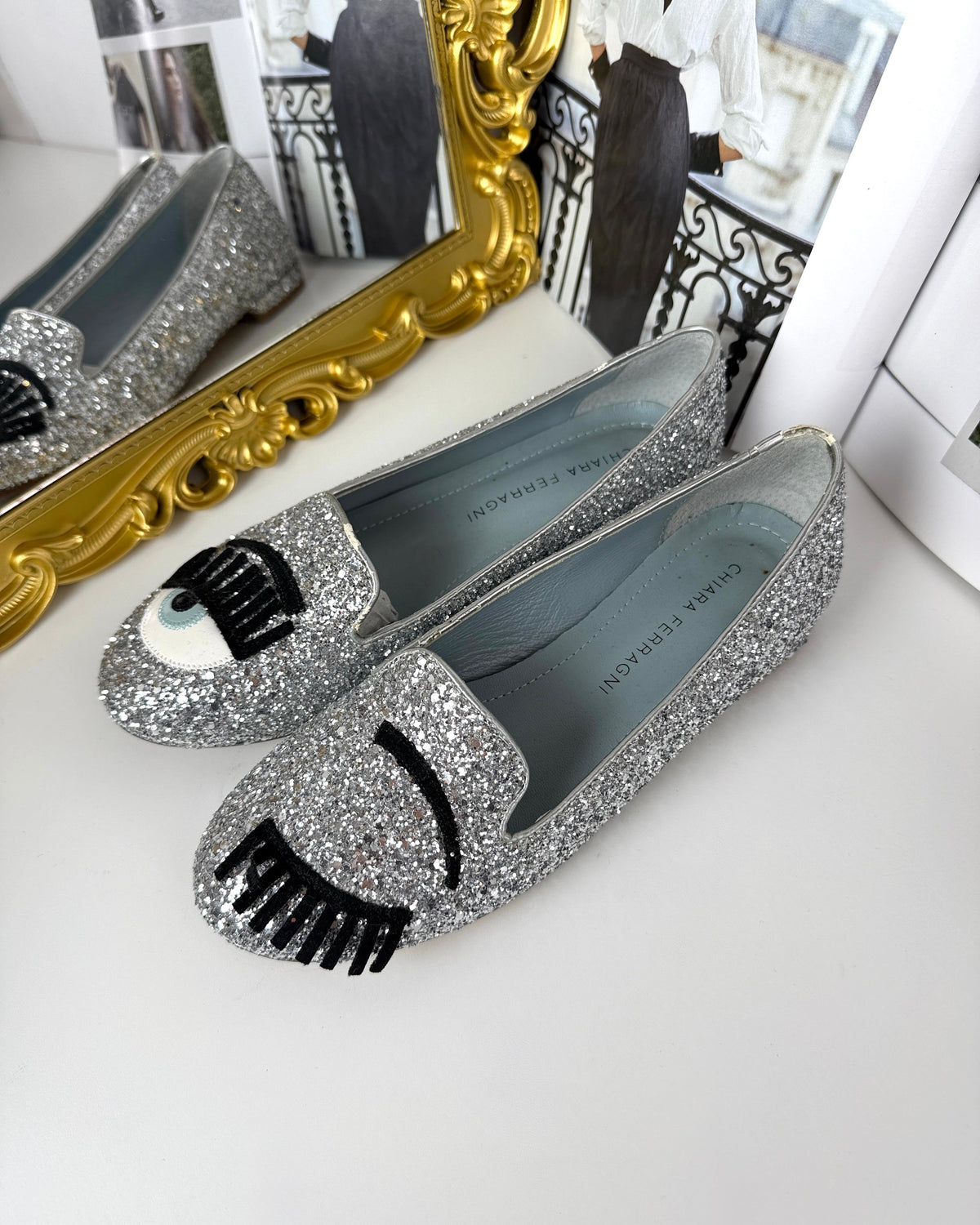 Chiara Ferragni Flirting Glitter Loafers - Silver - View 2