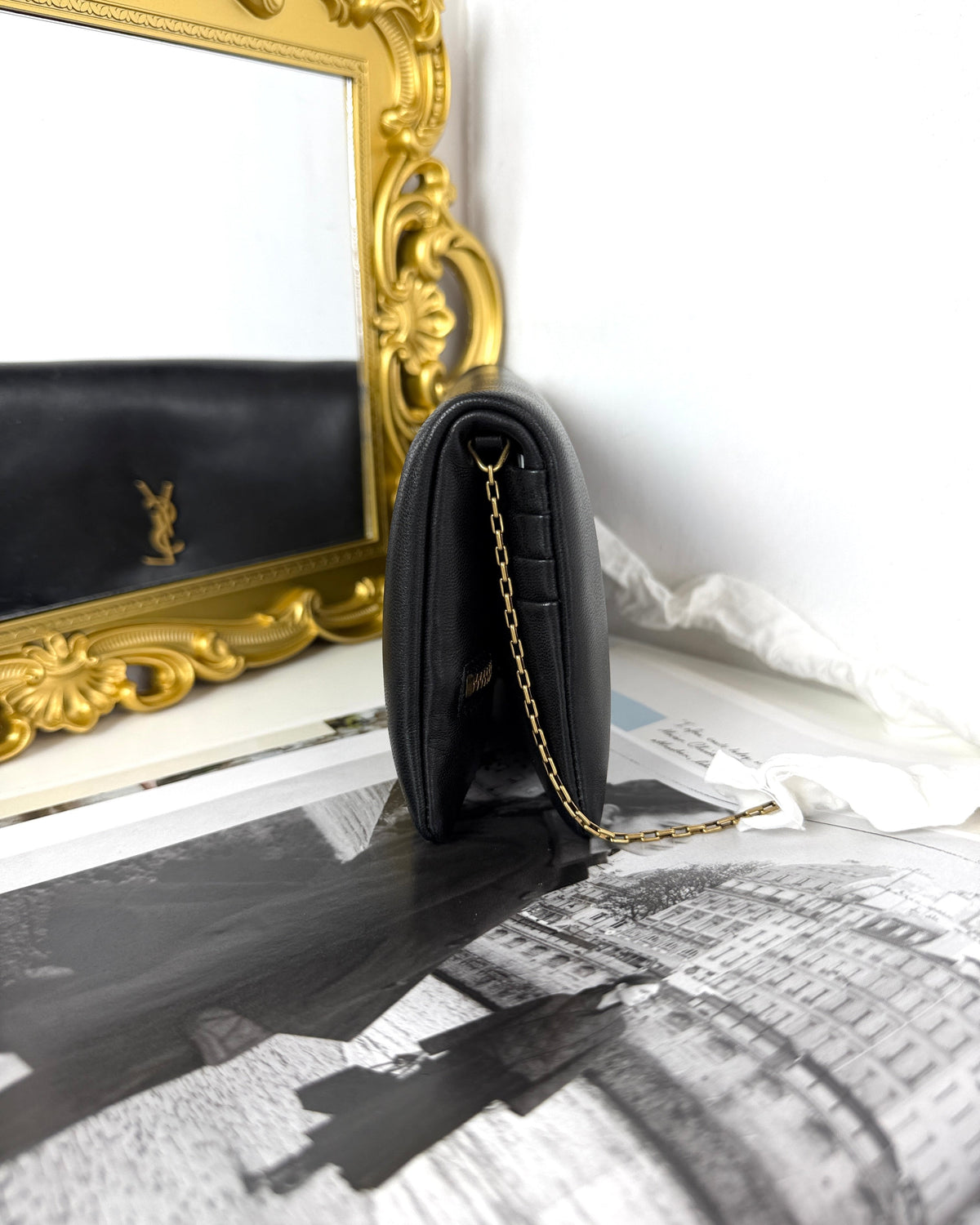 Saint Laurent Calypso Padded Leather Wallet on Chain - View 3