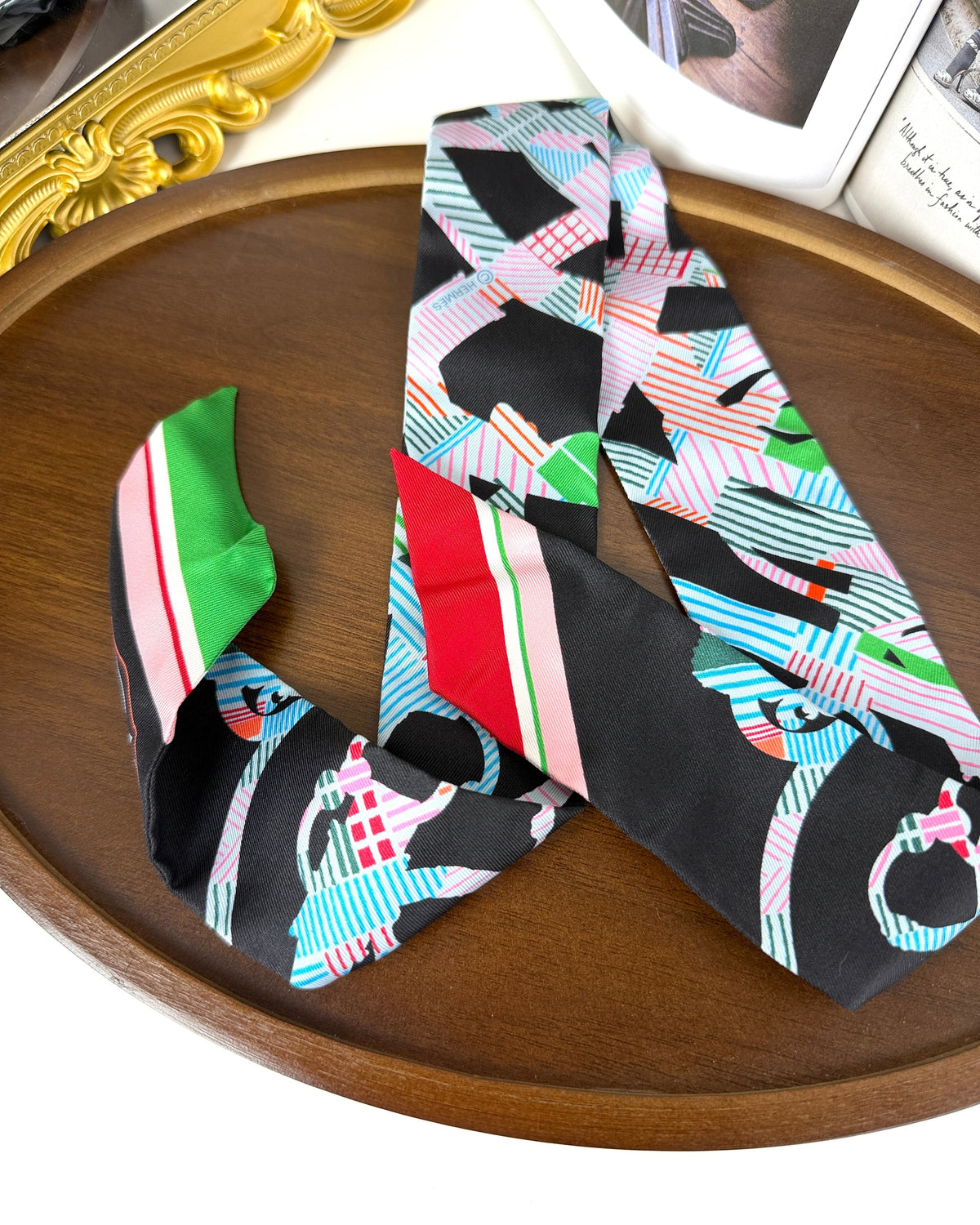 Hermès Brides de Gala Applique Pique - Noir, Rose Poudré, Vert - View 3