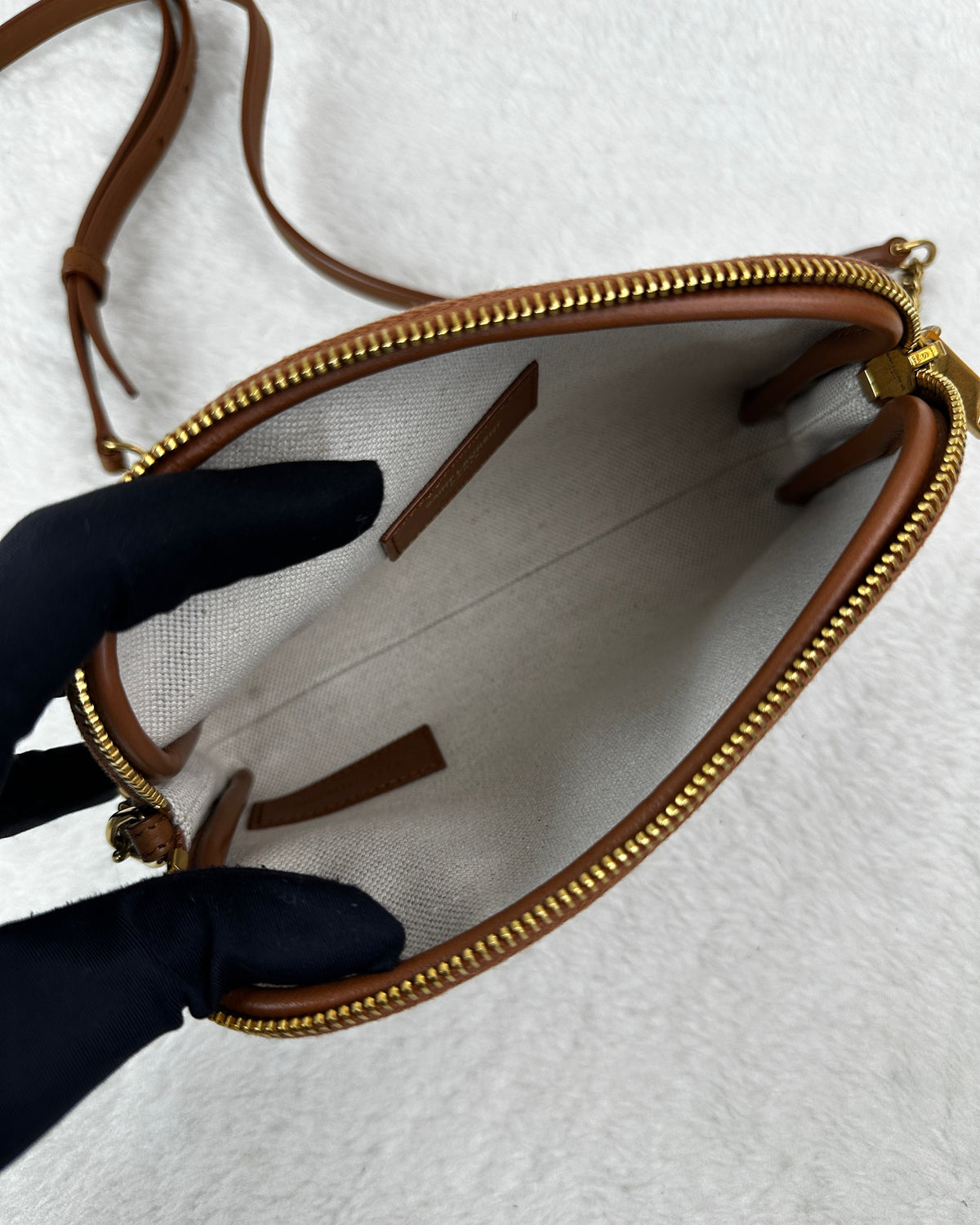 Saint Laurent Le 5 à 7 Small Crossbody Bag - Beige With Tan Leather Trim - View 6