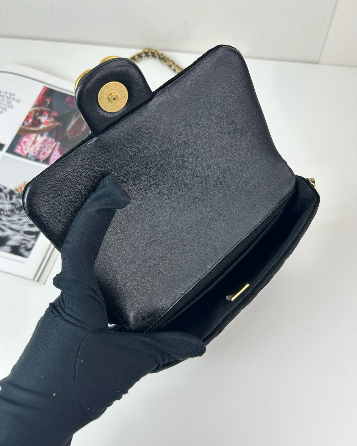 Chanel Camellia Mini Flap Bag - Black - View 7