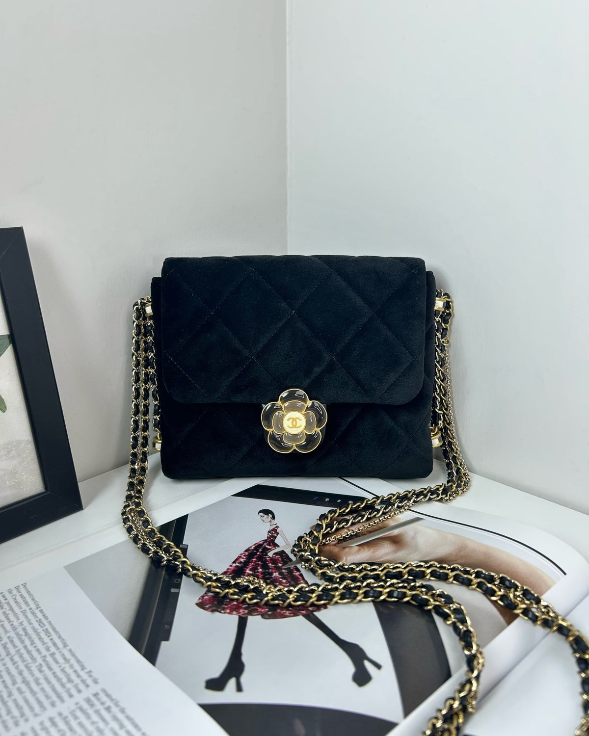 Chanel Camellia Mini Flap Bag - Black - View 1