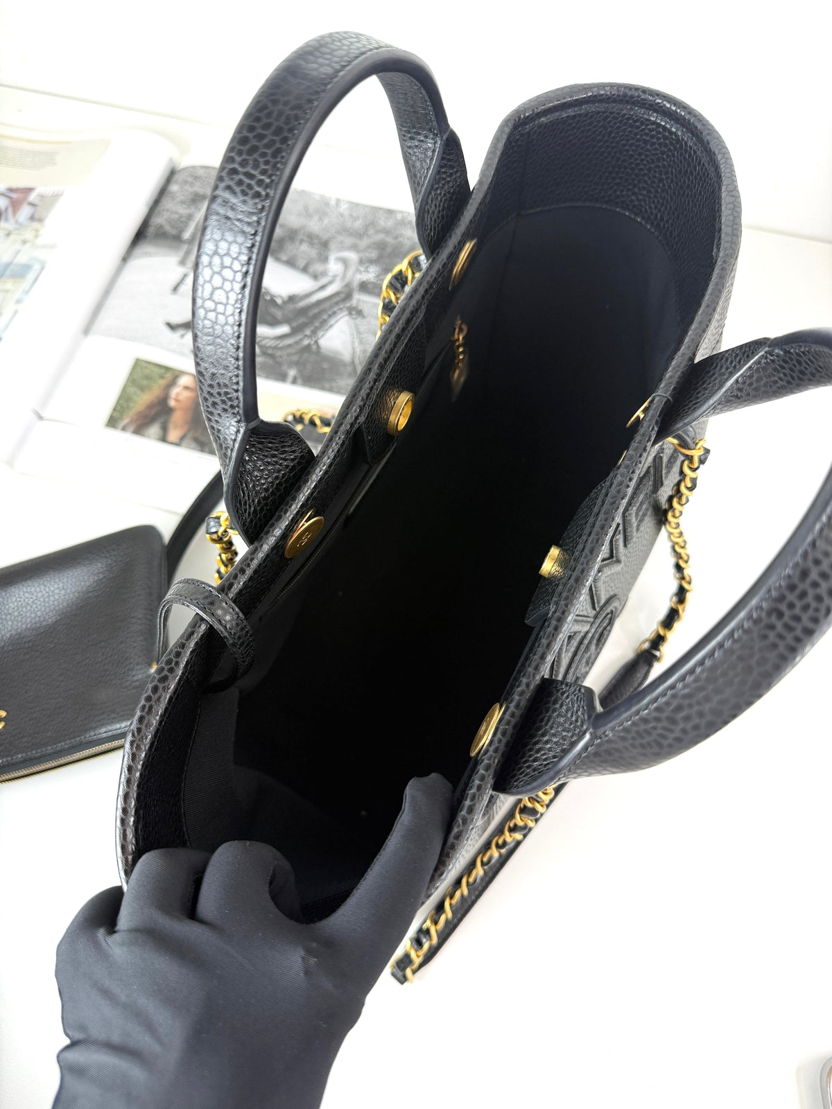 Chanel Leather Deauville Shopping Tote - Black - View 7