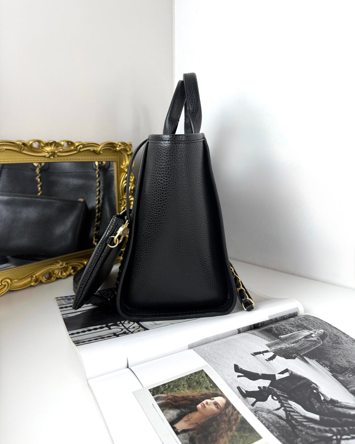 Chanel Leather Deauville Shopping Tote - Black - View 3