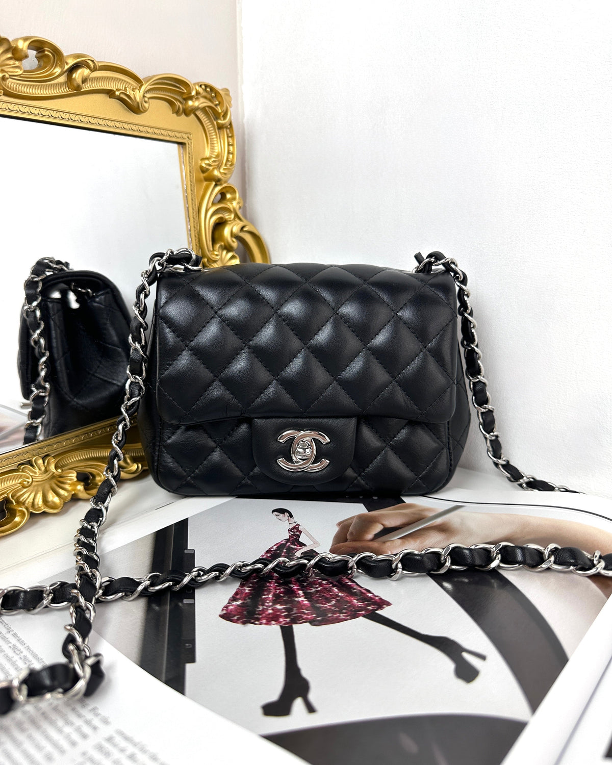 Chanel Classic Mini Square Bag - Black - View 1