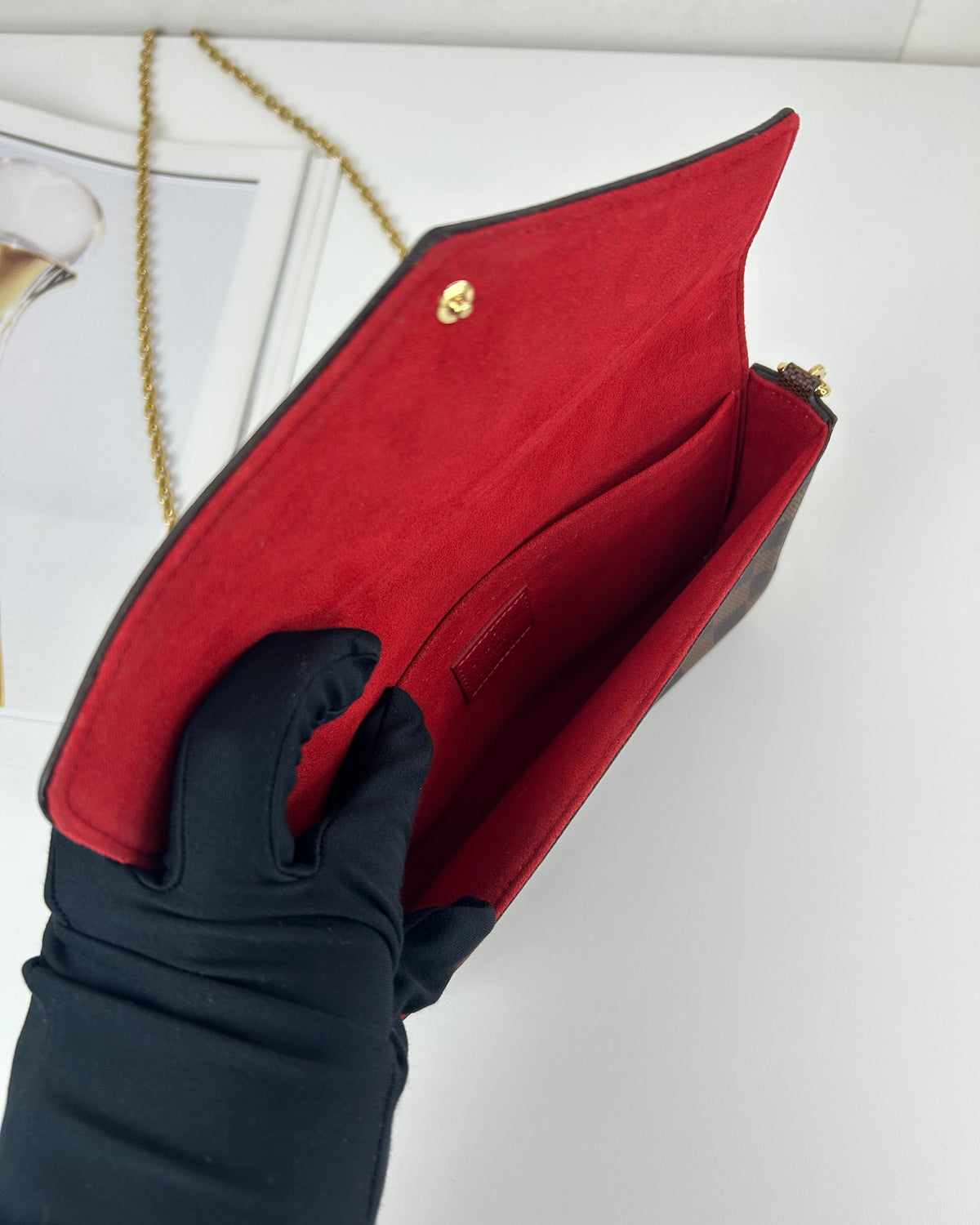 Louis Vuitton Félicie Pochette - Damier Ebene, Cerise Red - View 7