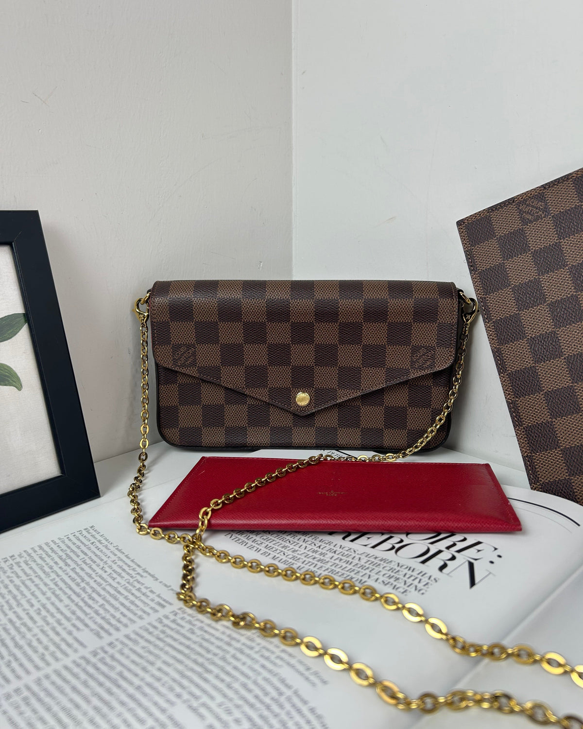 Louis Vuitton Félicie Pochette - Damier Ebene, Cerise Red - View 1