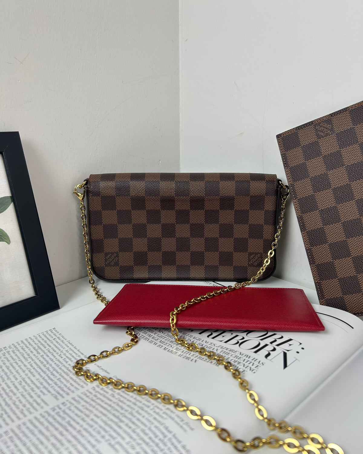 Louis Vuitton Félicie Pochette - Damier Ebene, Cerise Red - View 2