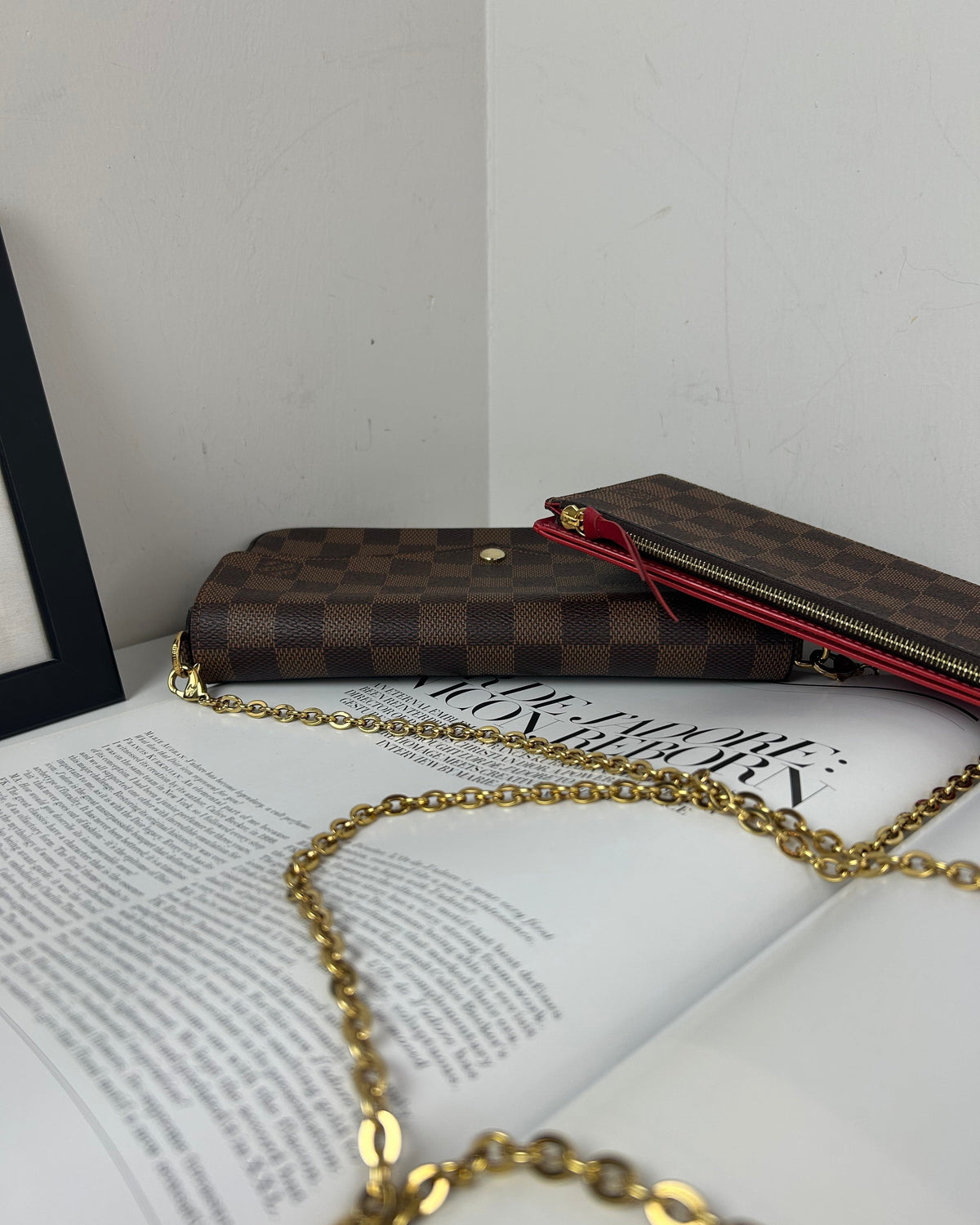 Louis Vuitton Félicie Pochette - Damier Ebene, Cerise Red - View 6