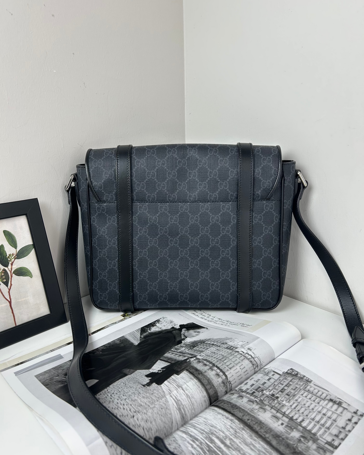 Gucci GG Supreme Messenger Bag - Black, Grey - View 2