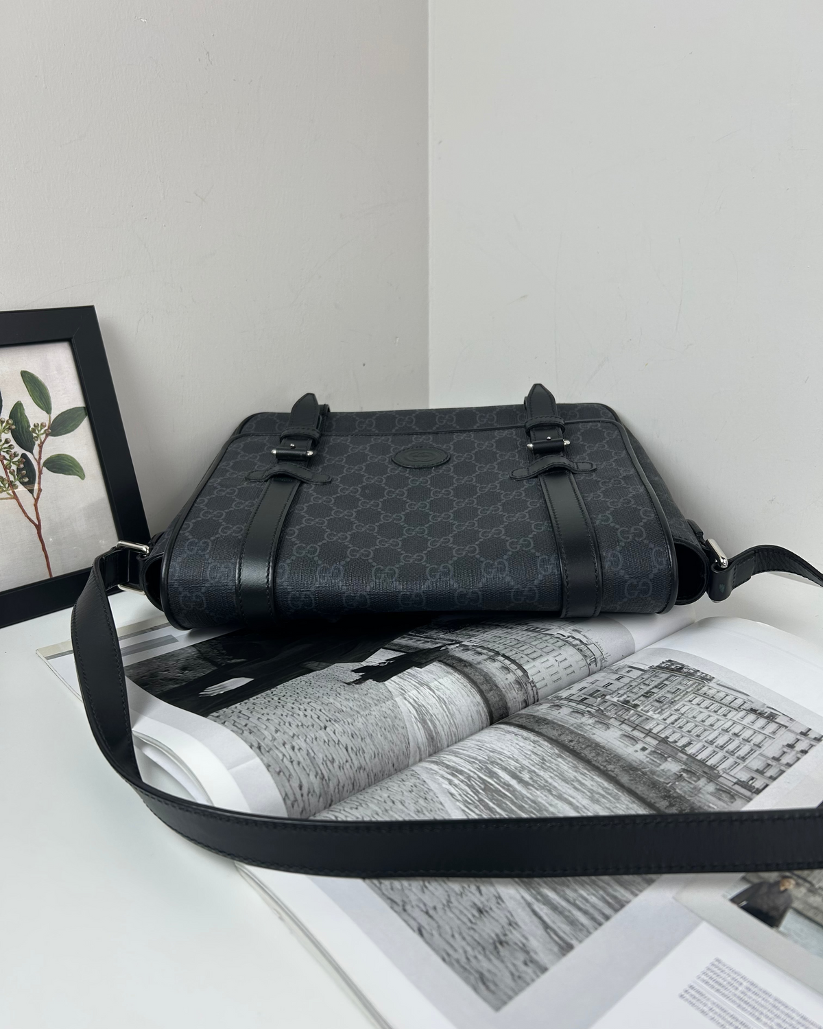 Gucci GG Supreme Messenger Bag - Black, Grey - View 6