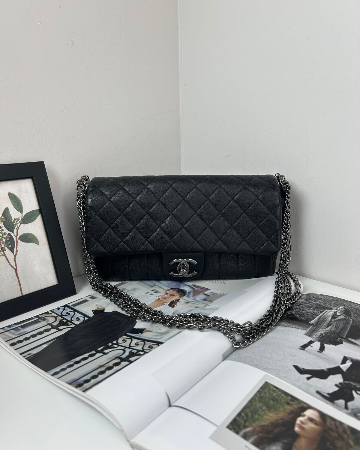 Chanel Multi Chain Flap Bag - Black With Ruthenium-Finish - View 1