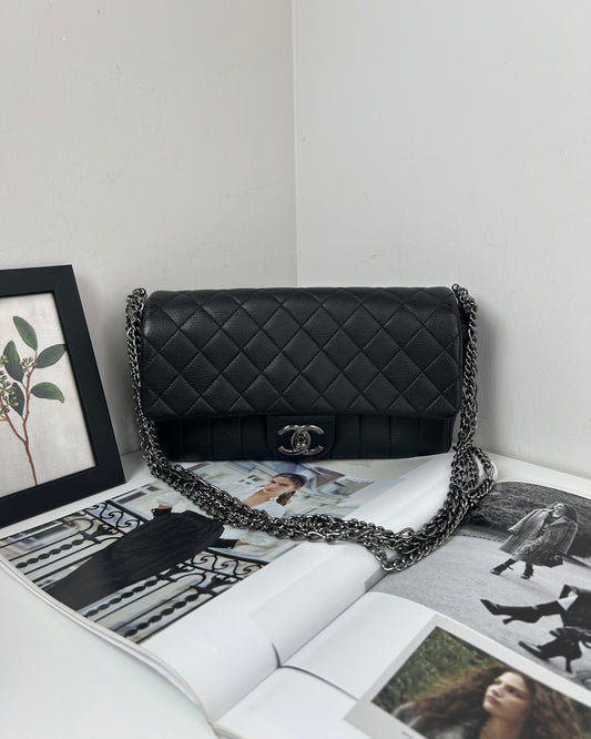 Chanel Multi Chain Flap Bag - Black With Ruthenium-Finish - View 1