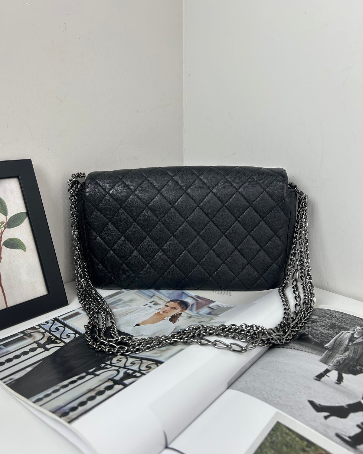 Chanel Multi Chain Flap Bag - Black With Ruthenium-Finish - View 2