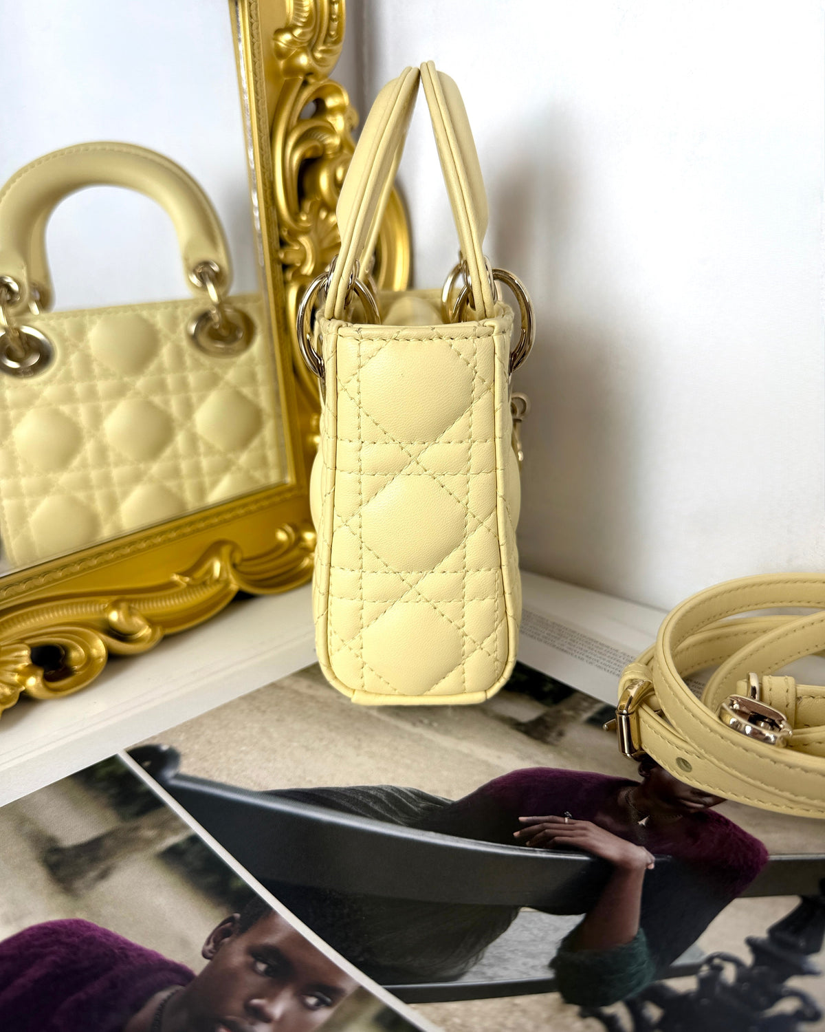 Dior Lady Dior Micro Bag - Pale Yellow - View 4