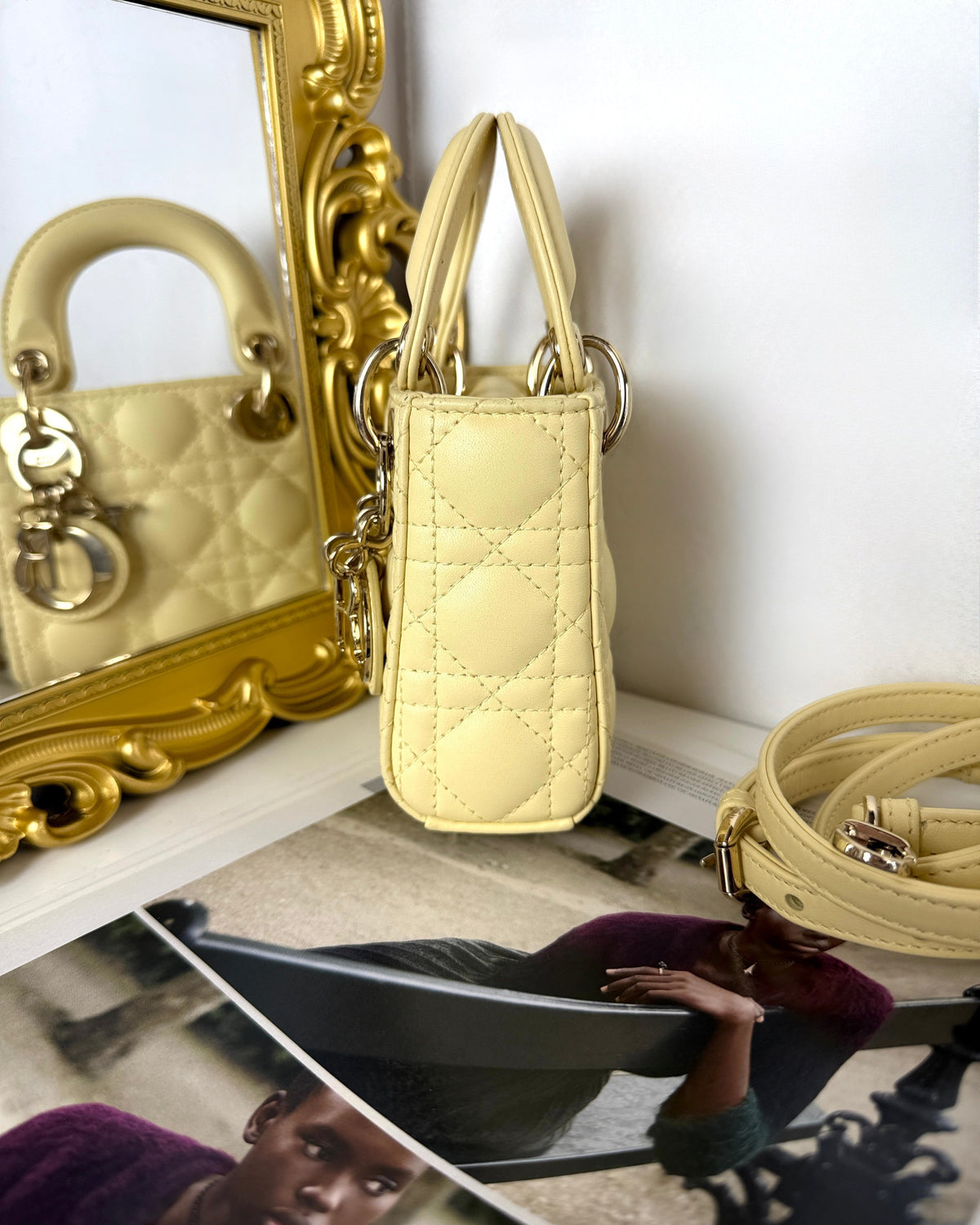 Dior Lady Dior Micro Bag - Pale Yellow - View 3