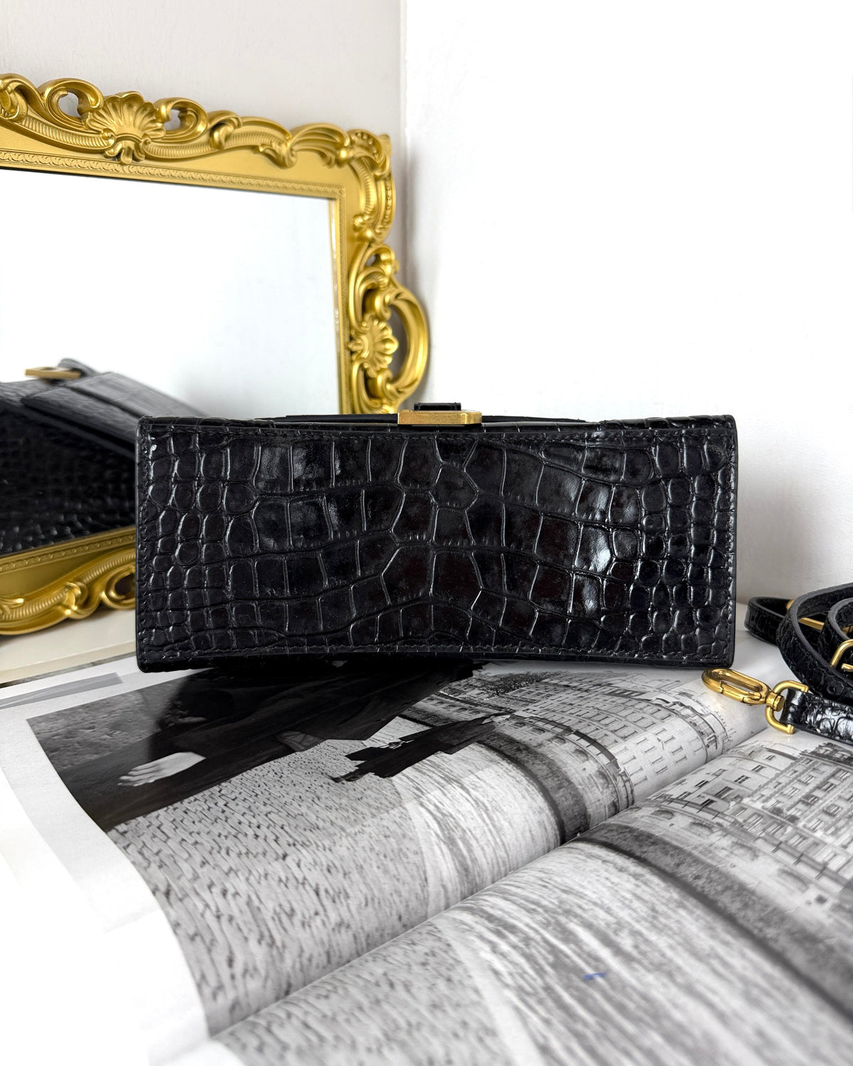 Balenciaga Hourglass Top Handle Bag - Black - View 5