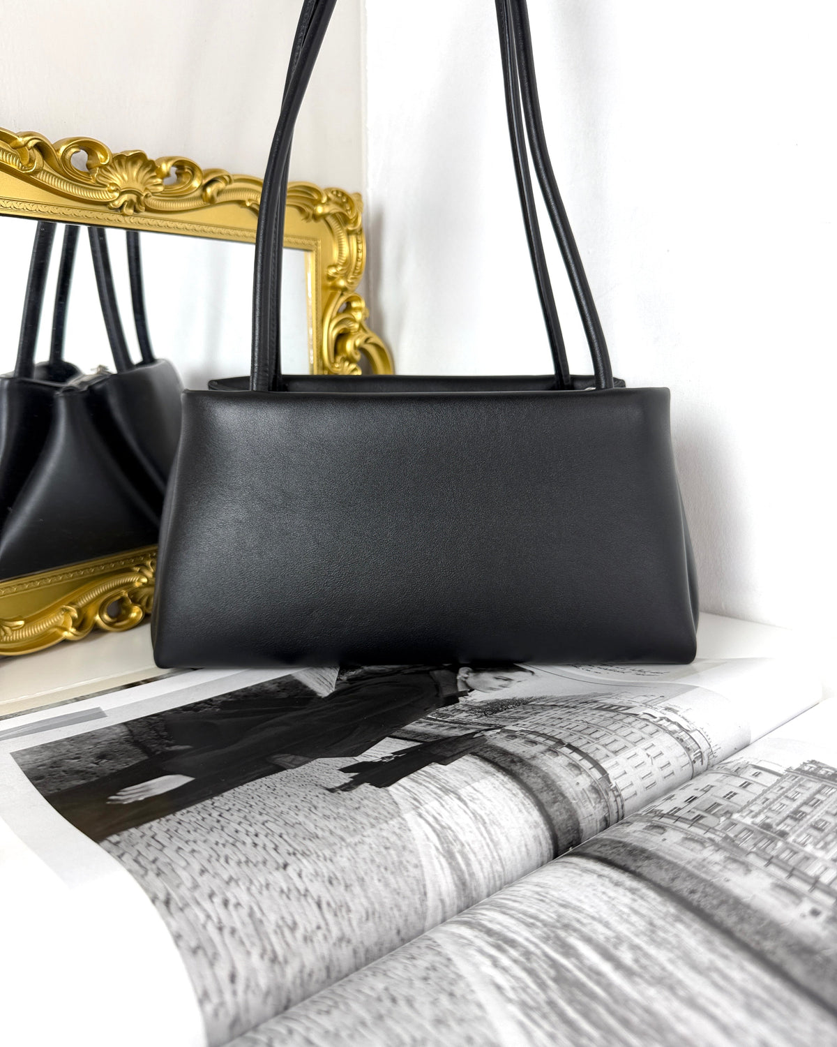 Prada Medium Leather Shoulder Bag - Black - View 2