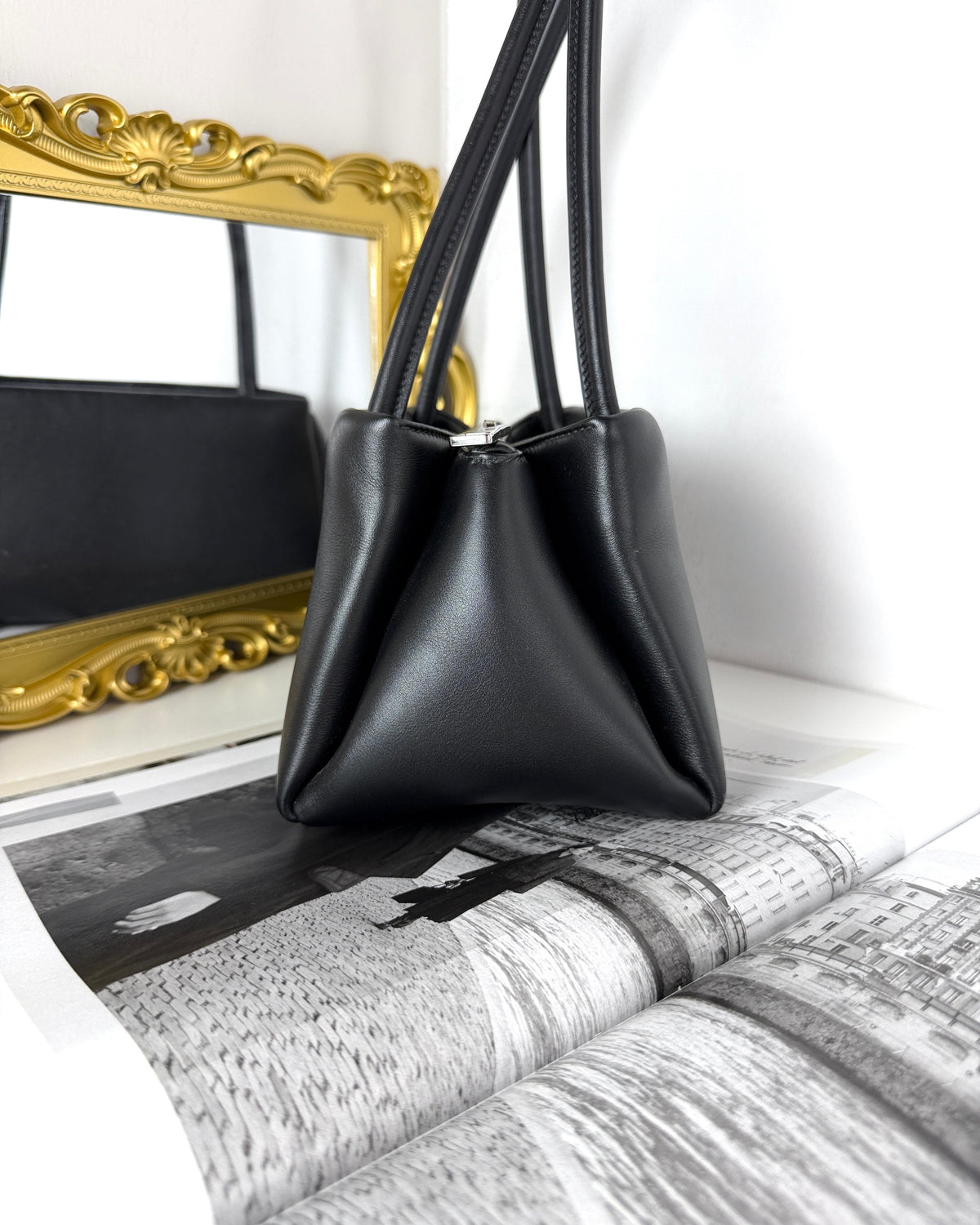 Prada Medium Leather Shoulder Bag - Black - View 4