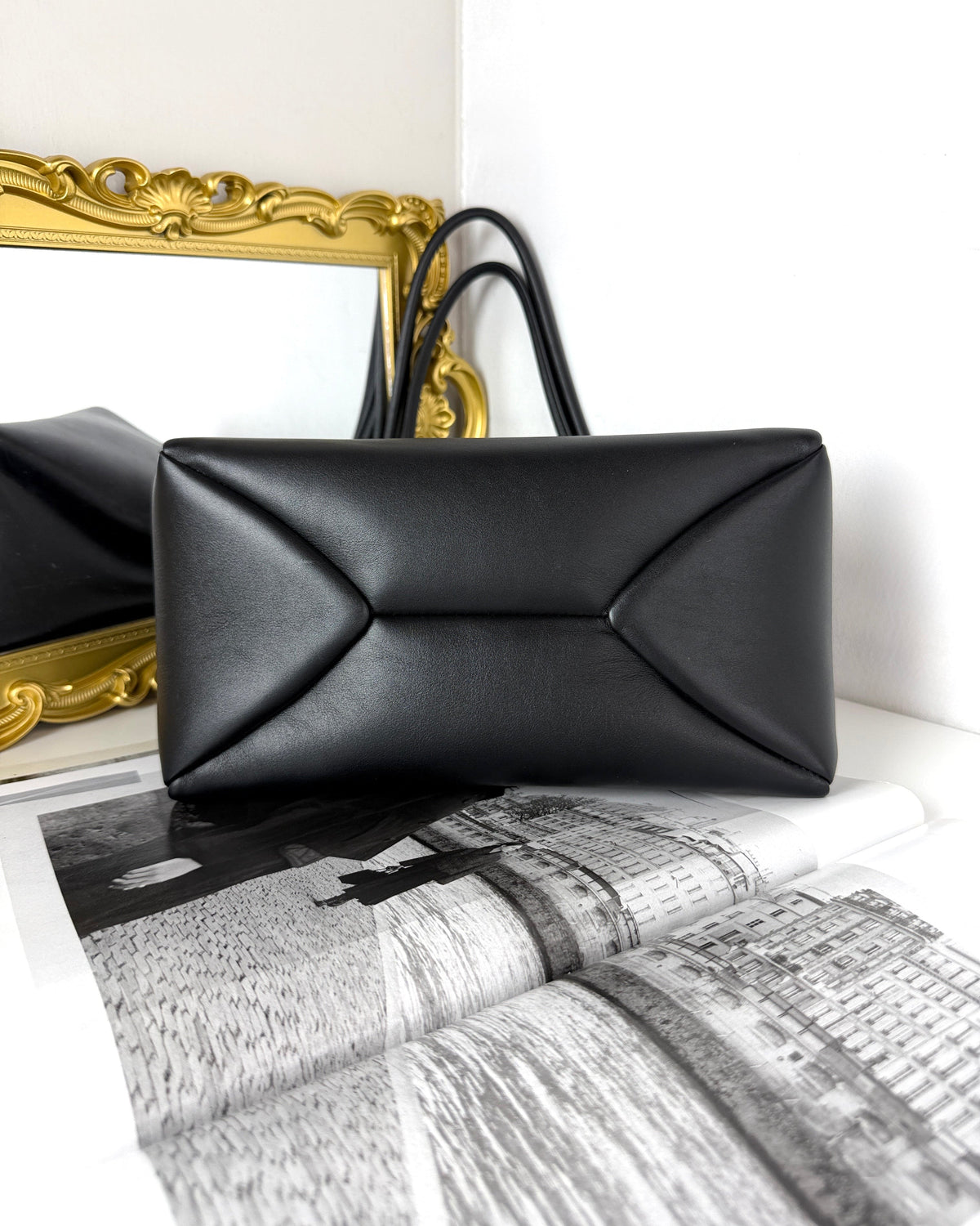 Prada Medium Leather Shoulder Bag - Black - View 5