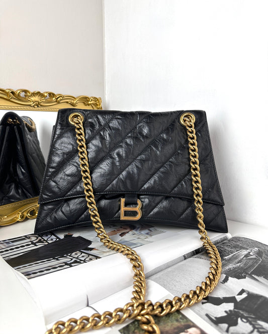 Balenciaga Crush Quilted Chain Bag - Black - View 1