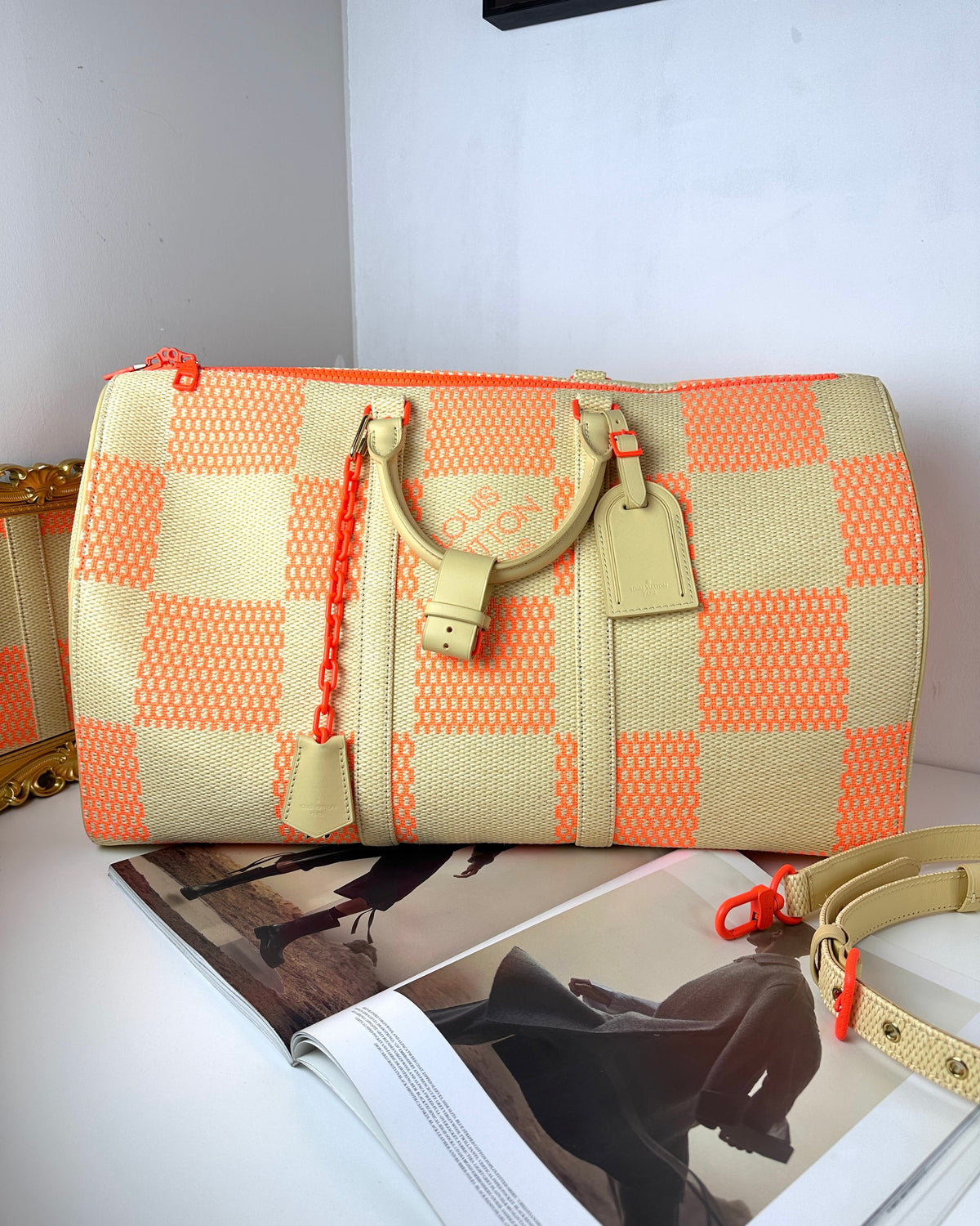 Louis Vuitton Damier Giant Keepall Bandoulière 50 Bag - Beige/ Orange - View 1