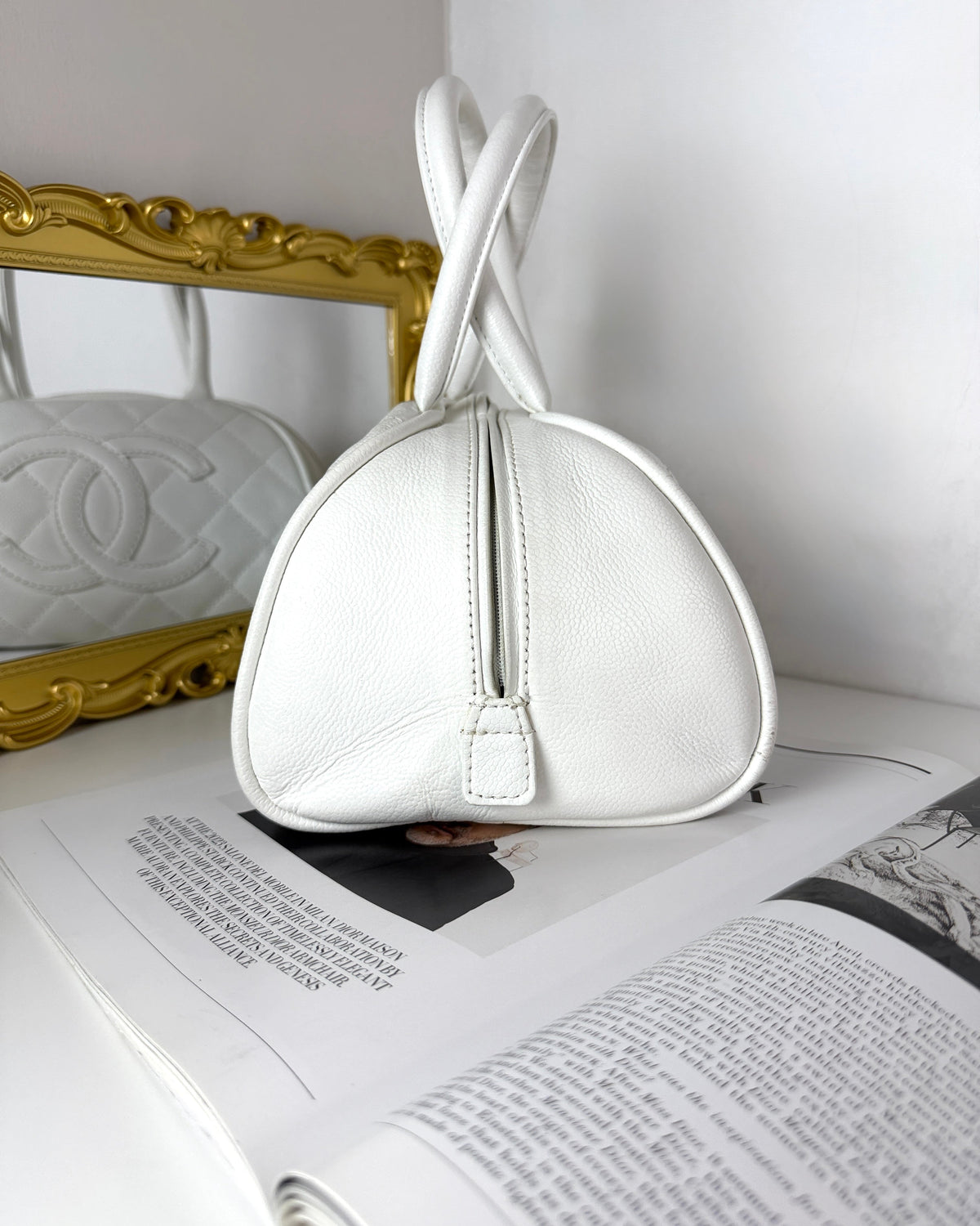 Chanel Quilted Caviar Bowling Bag - Milkshake White - View 4