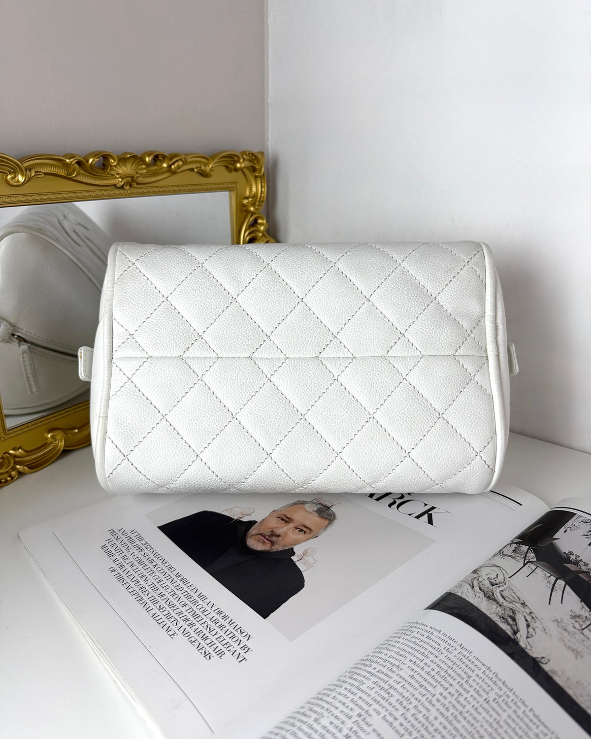 Chanel Quilted Caviar Bowling Bag - Milkshake White - View 5