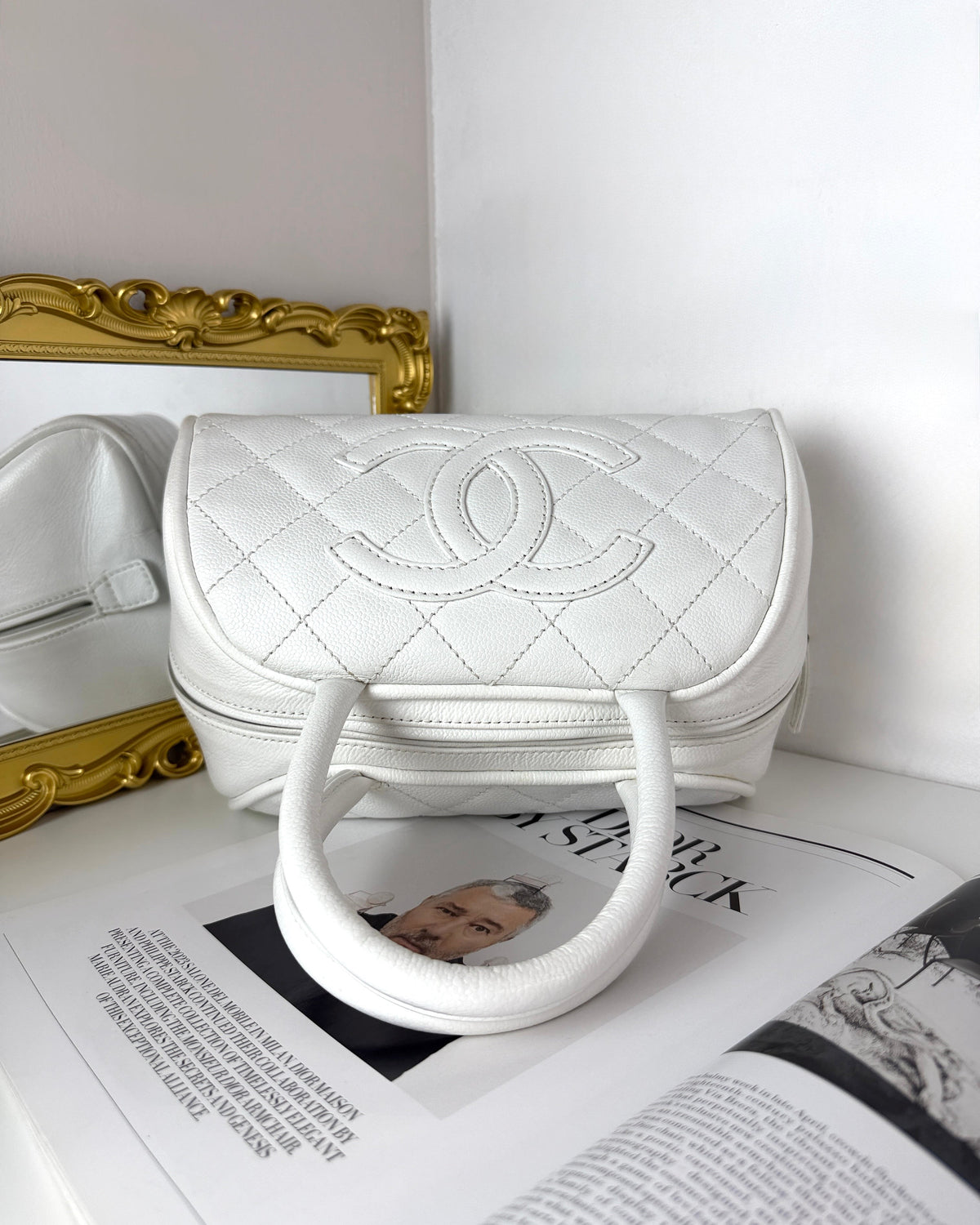 Chanel Quilted Caviar Bowling Bag - Milkshake White - View 6