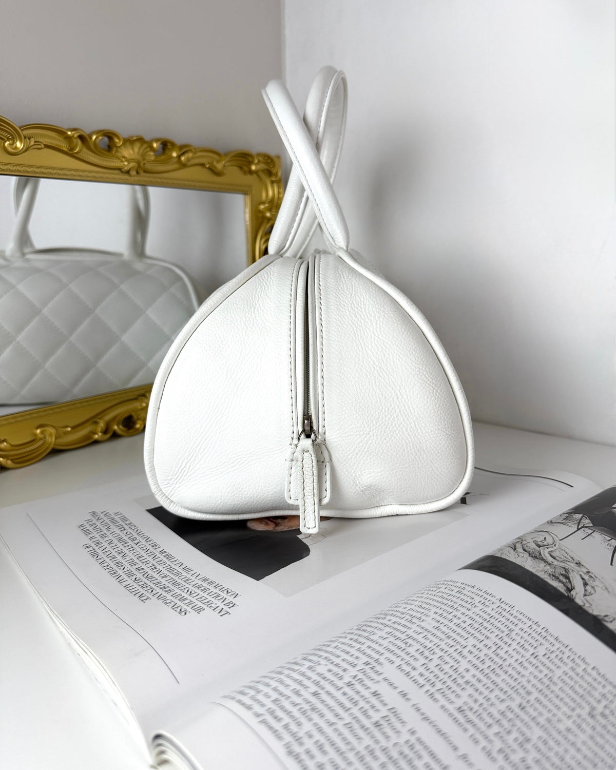 Chanel Quilted Caviar Bowling Bag - Milkshake White - View 3