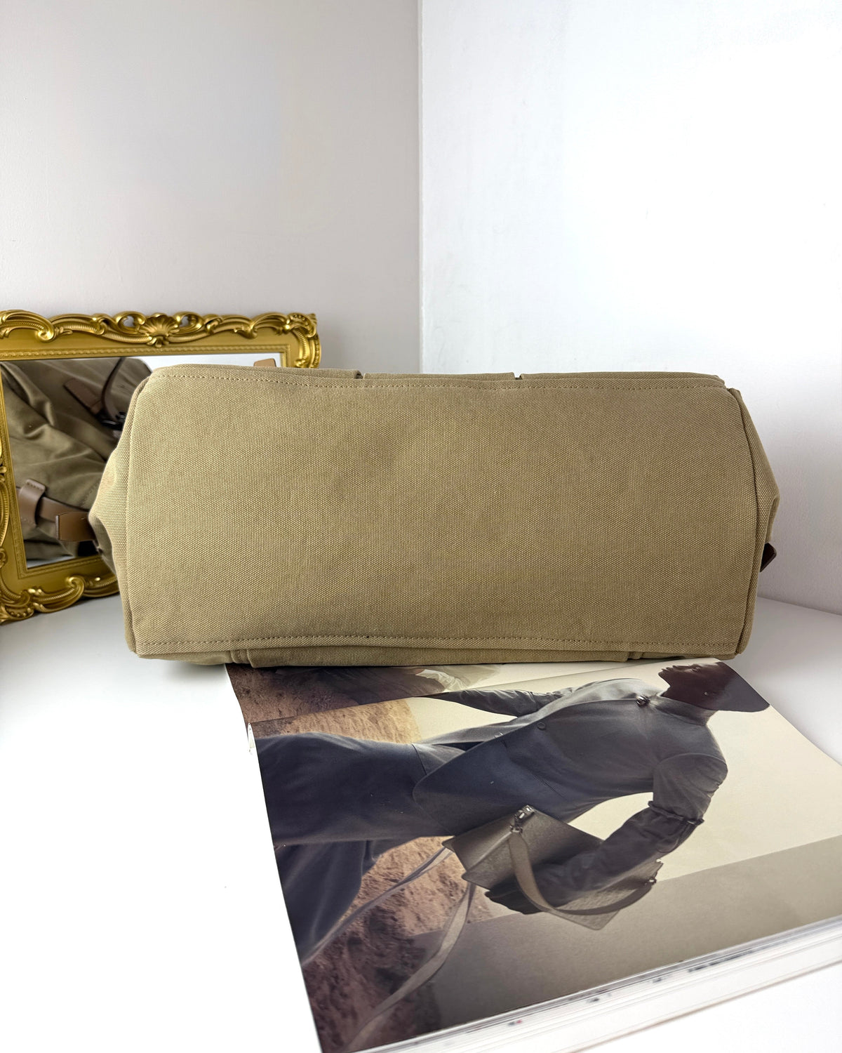 Prada Route Canvas and Leather Tote Bag - Khaki - View 5
