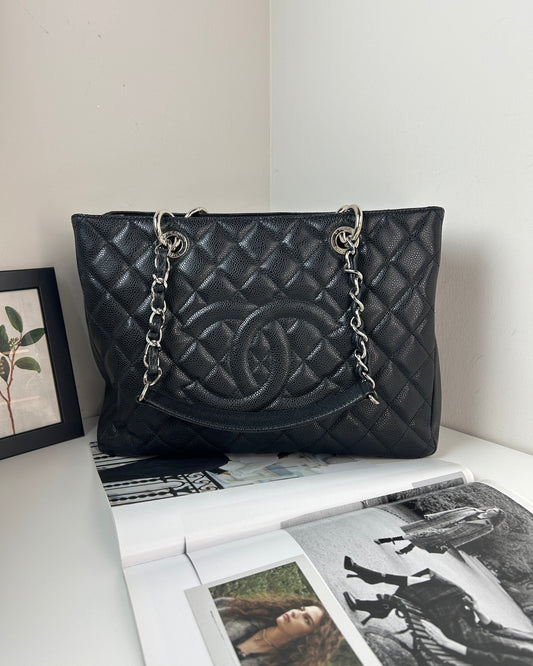 Chanel Grand Shopping Tote - Black With Silver Hardware - View 1
