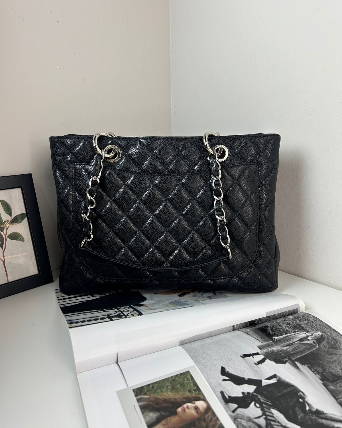Chanel Grand Shopping Tote - Black With Silver Hardware - View 2