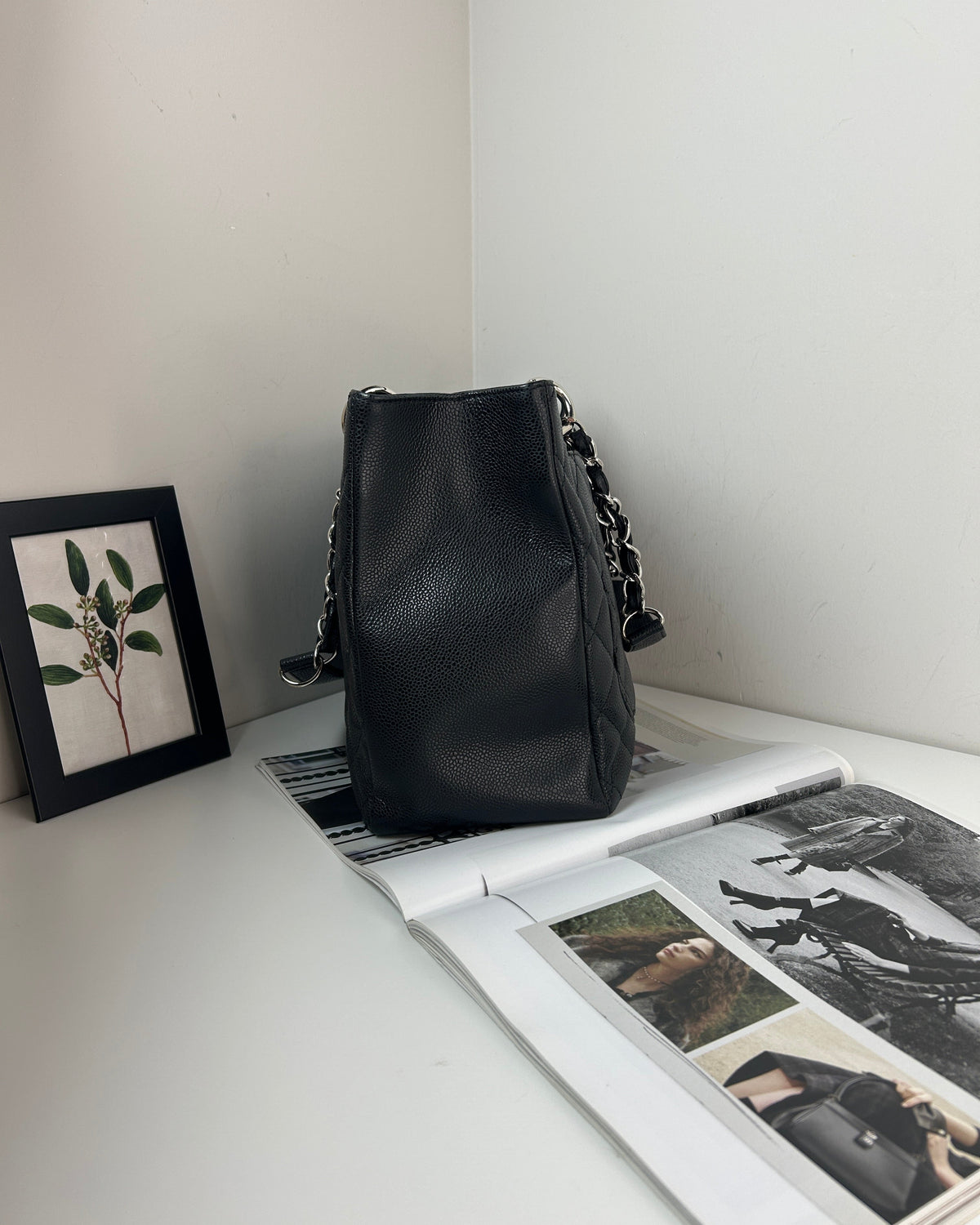 Chanel Grand Shopping Tote - Black With Silver Hardware - View 3