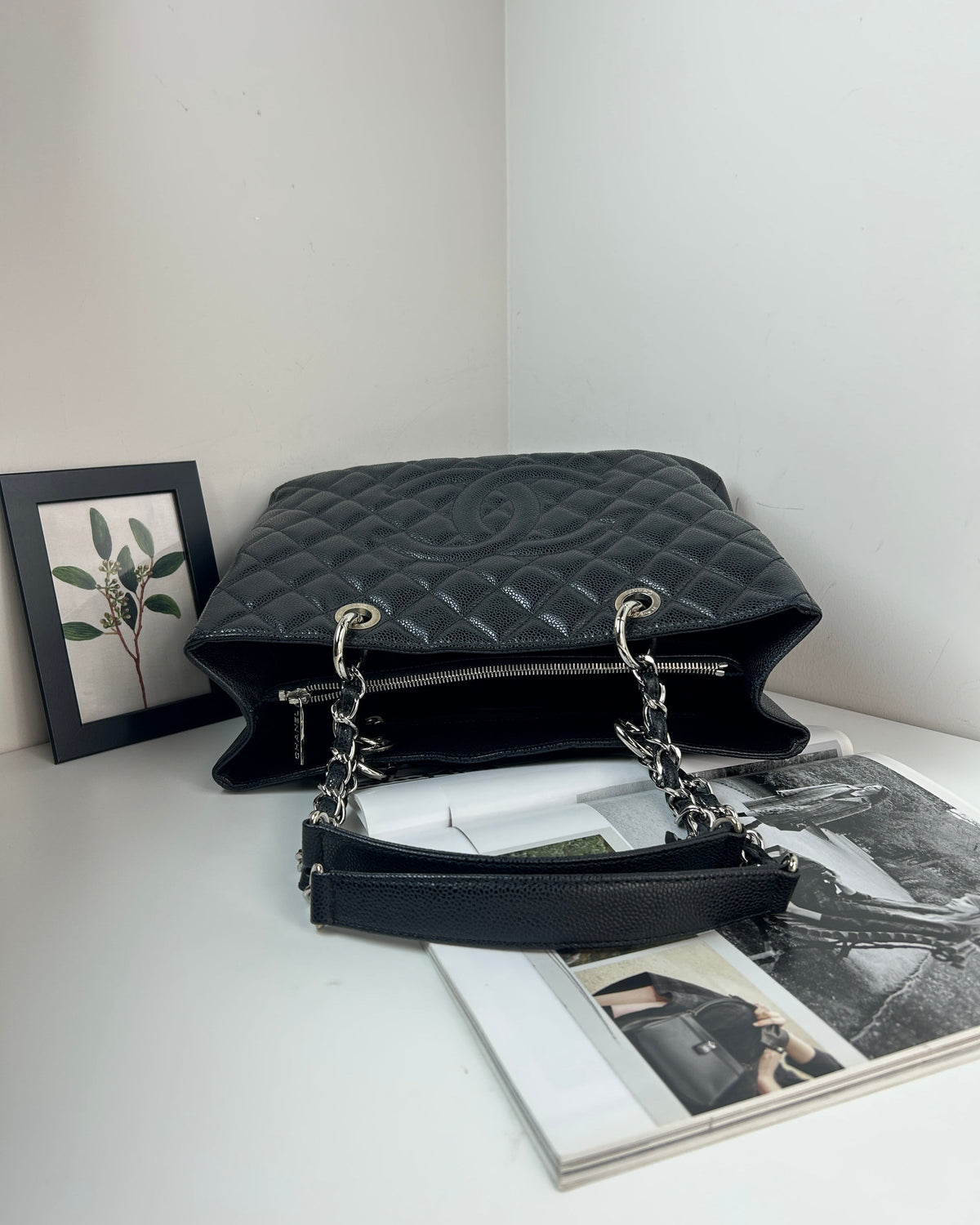 Chanel Grand Shopping Tote - Black With Silver Hardware - View 6