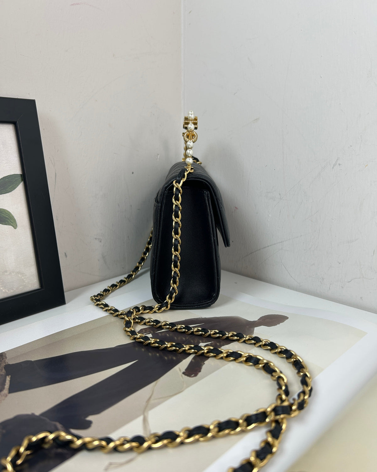 Chanel Mini Flap Bag with Top Handle - Black - View 3