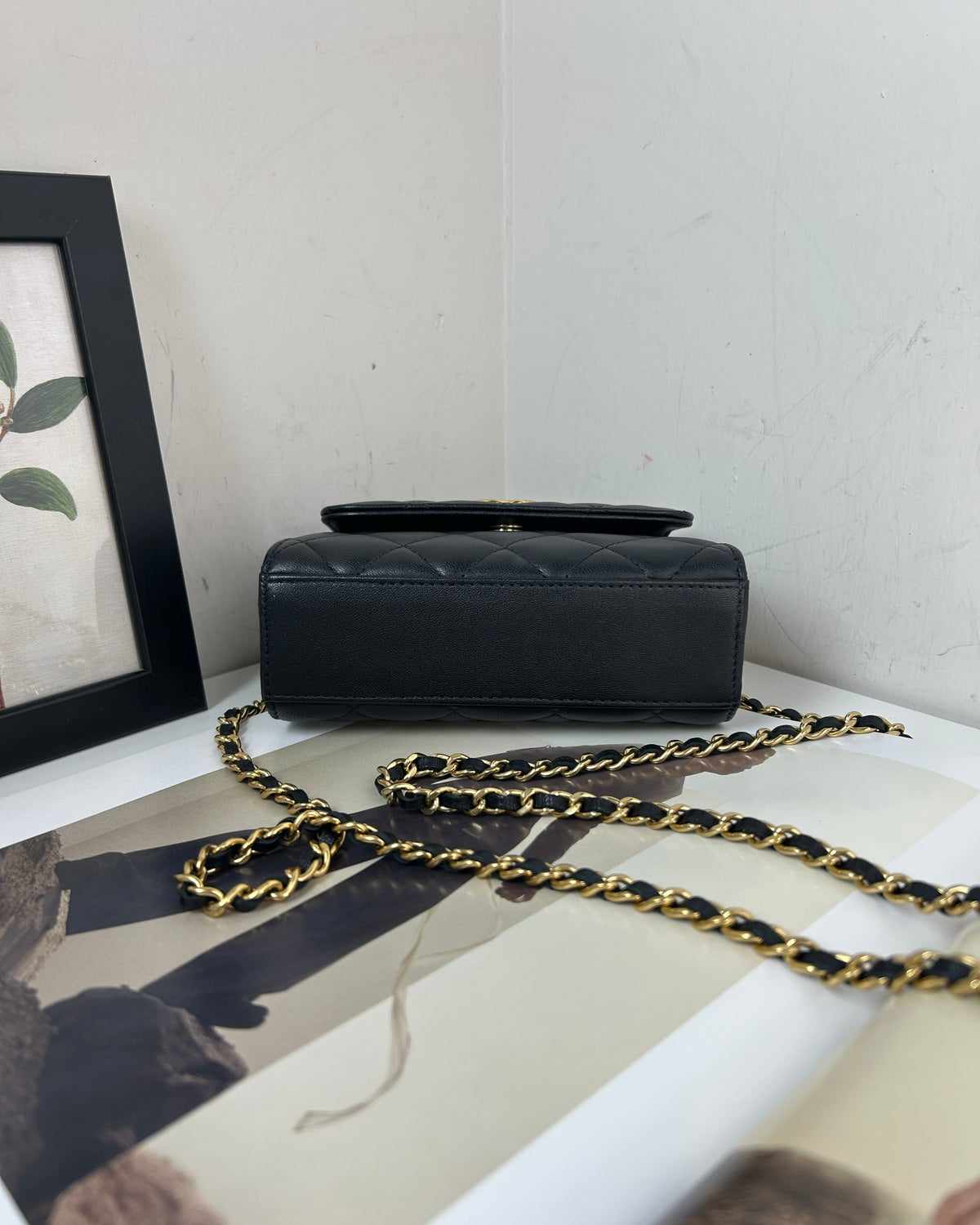 Chanel Mini Flap Bag with Top Handle - Black - View 5