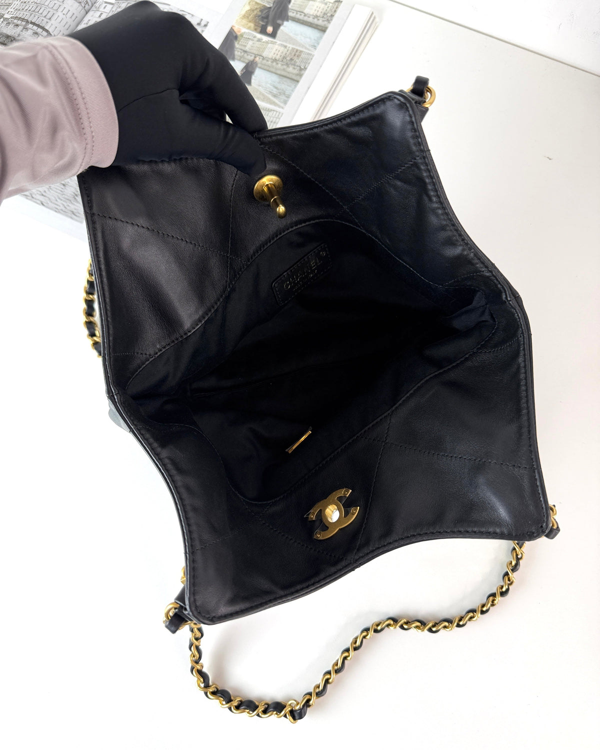 Chanel 25S Maxi Hobo - Black With Gold Hardware - View 7