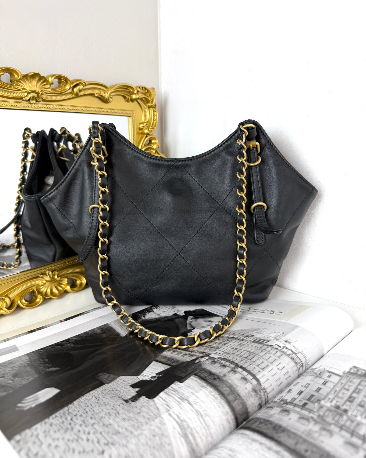 Chanel 25S Maxi Hobo - Black With Gold Hardware - View 2