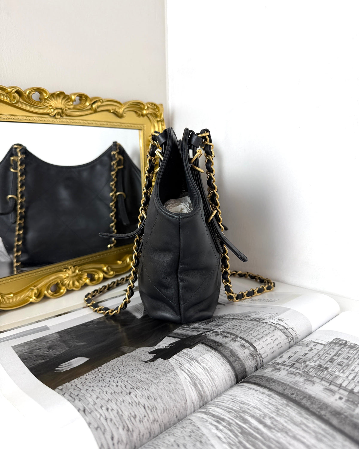 Chanel 25S Maxi Hobo - Black With Gold Hardware - View 4