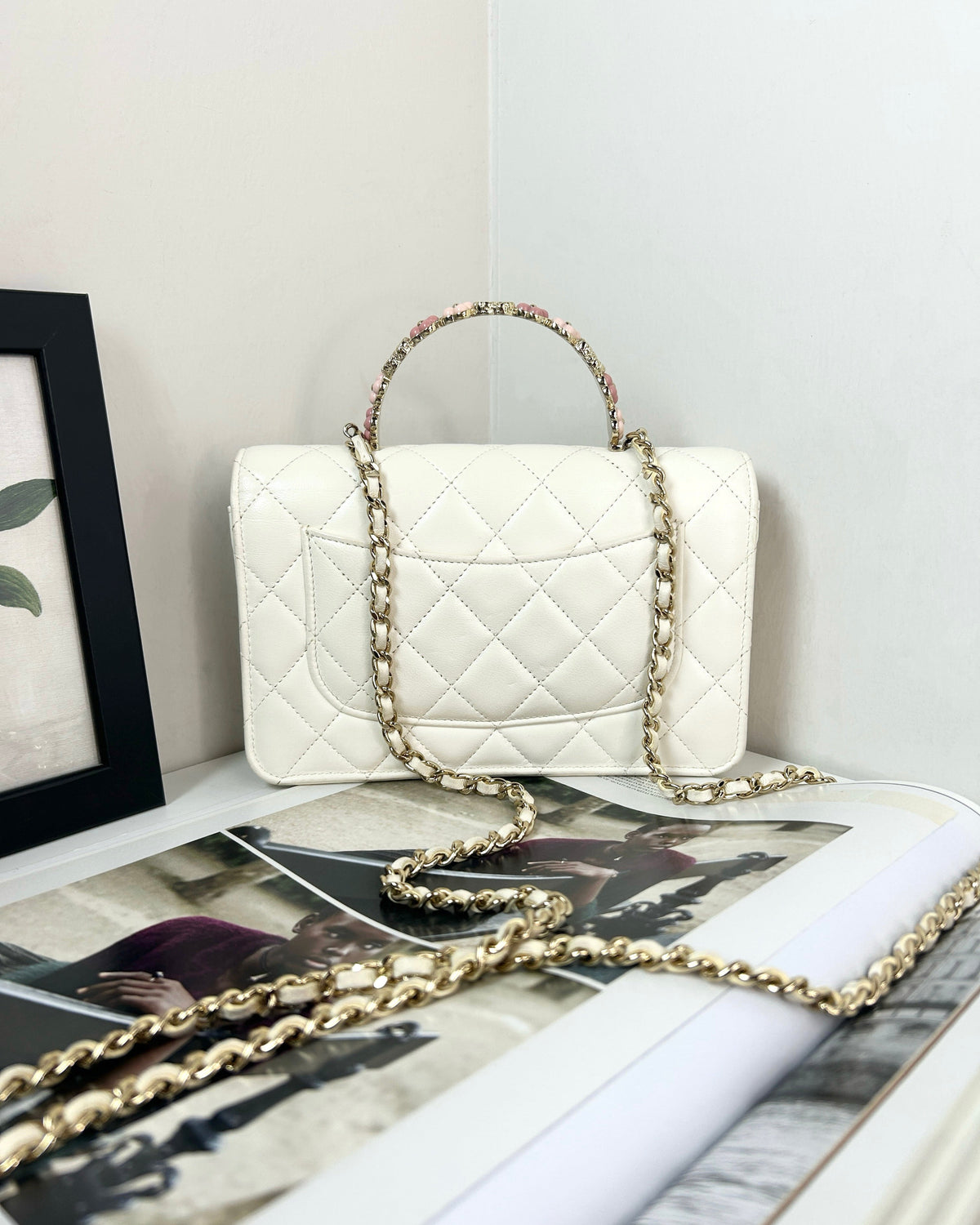 Chanel Wallet on Chain with Top Handle - White - View 2