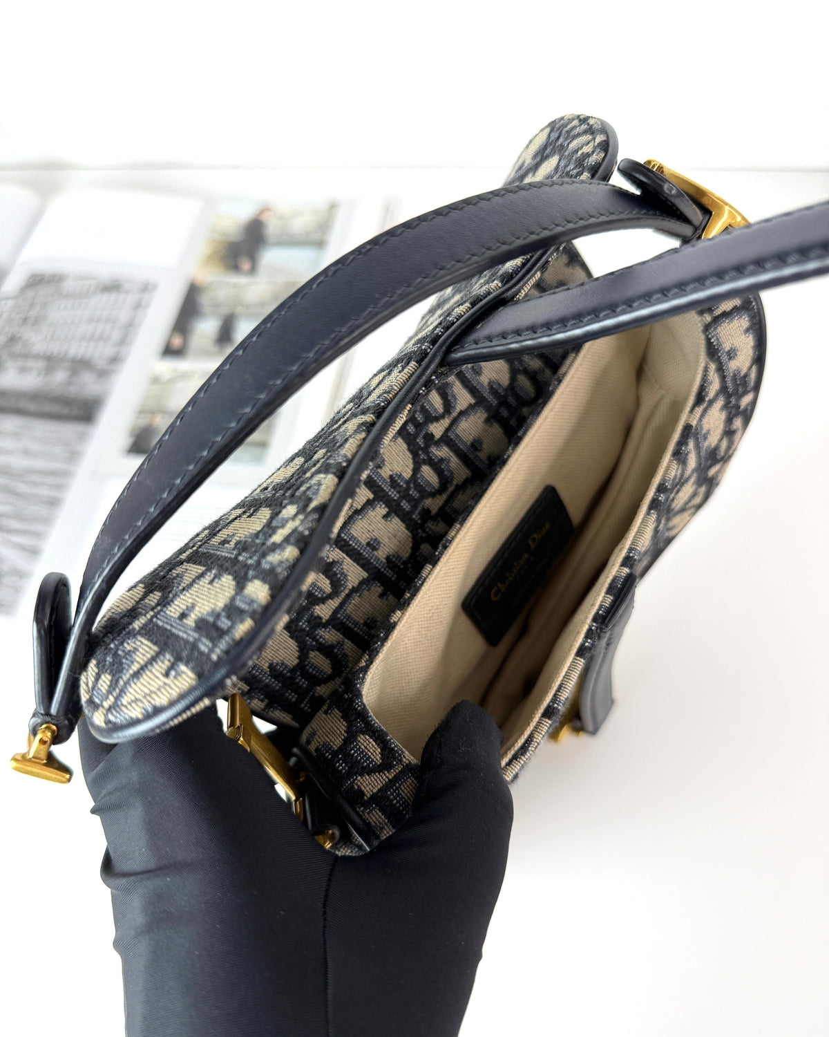 Dior Saddle Bag - Blue Dior Oblique - View 7