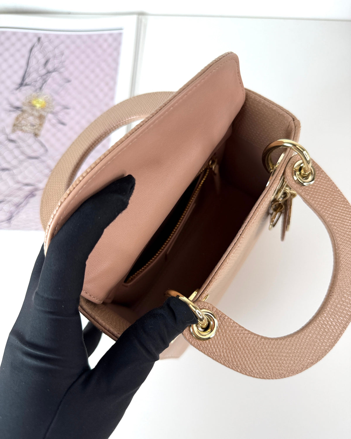 Dior Mini Lady Dior Bag - Beige - View 7