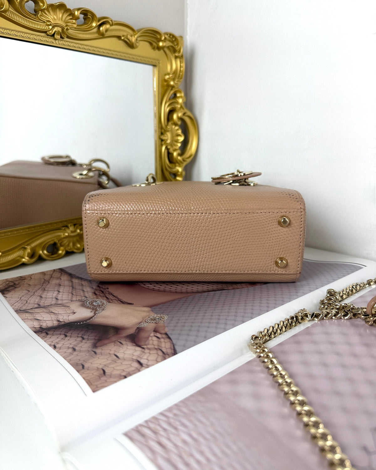 Dior Mini Lady Dior Bag - Beige - View 5