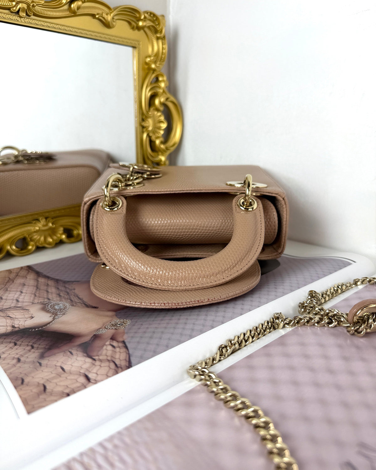 Dior Mini Lady Dior Bag - Beige - View 6